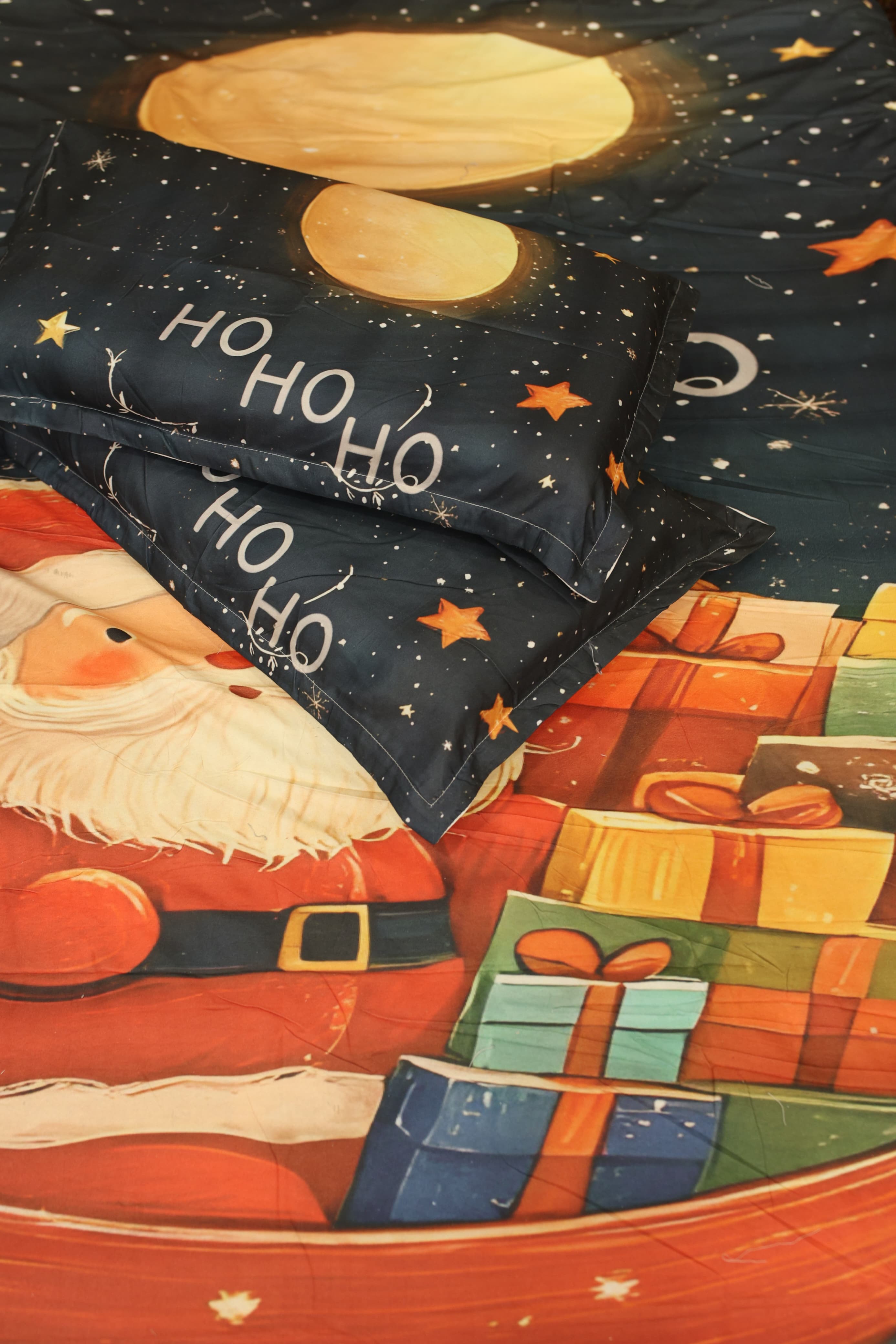 Christmas 7D Panel Print King Size Bedsheet Set - Xmas edition