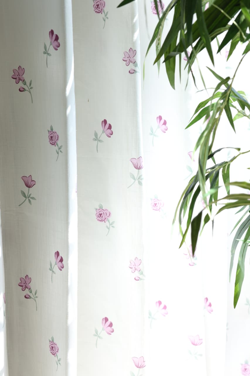 Curtains - Blush Garden Floral Opaque Curtain