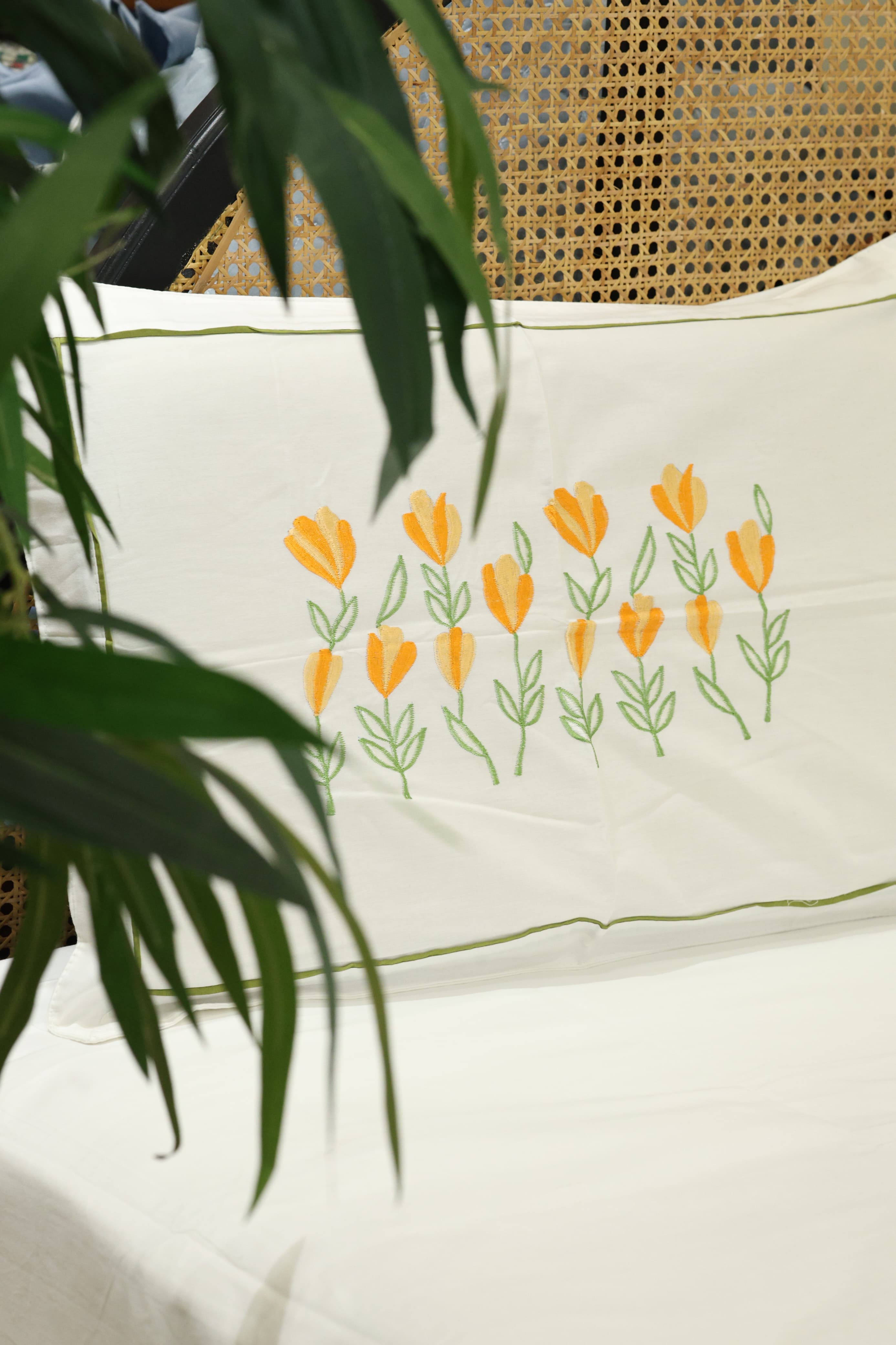 King Size Premium Machine Embroidery Bedsheet Set with 2 Pillow Covers (108x108")