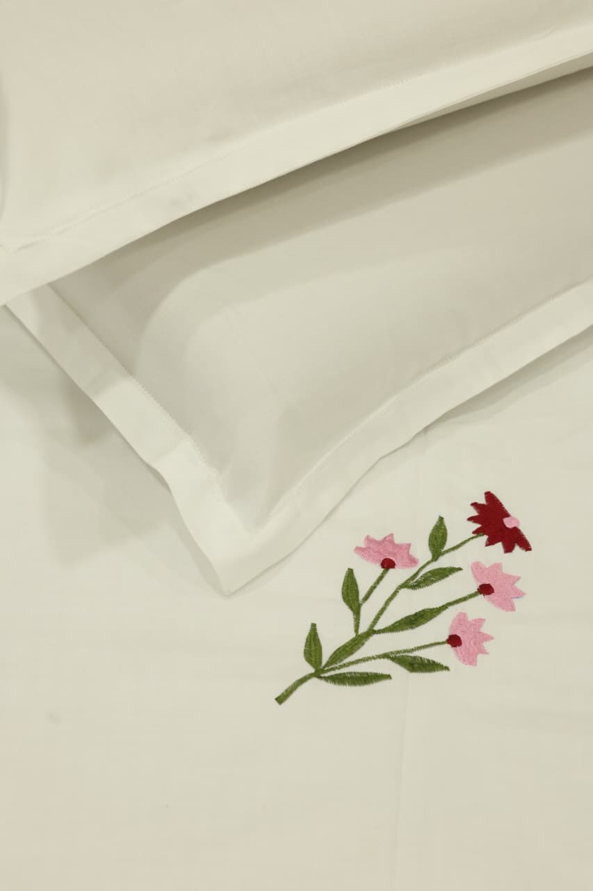 King Size Premium Machine Embroidery Bedsheet Set with 2 Pillow Covers (108x108")