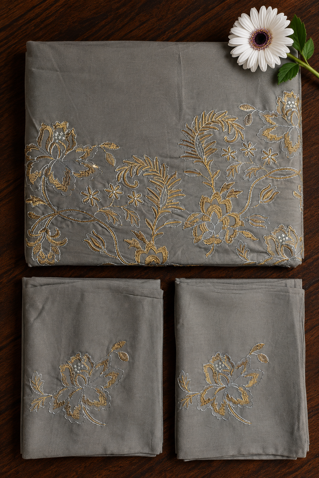 Bedsheets - Premium King Machine embroidery Soft cotton bedsheets(warm brown)