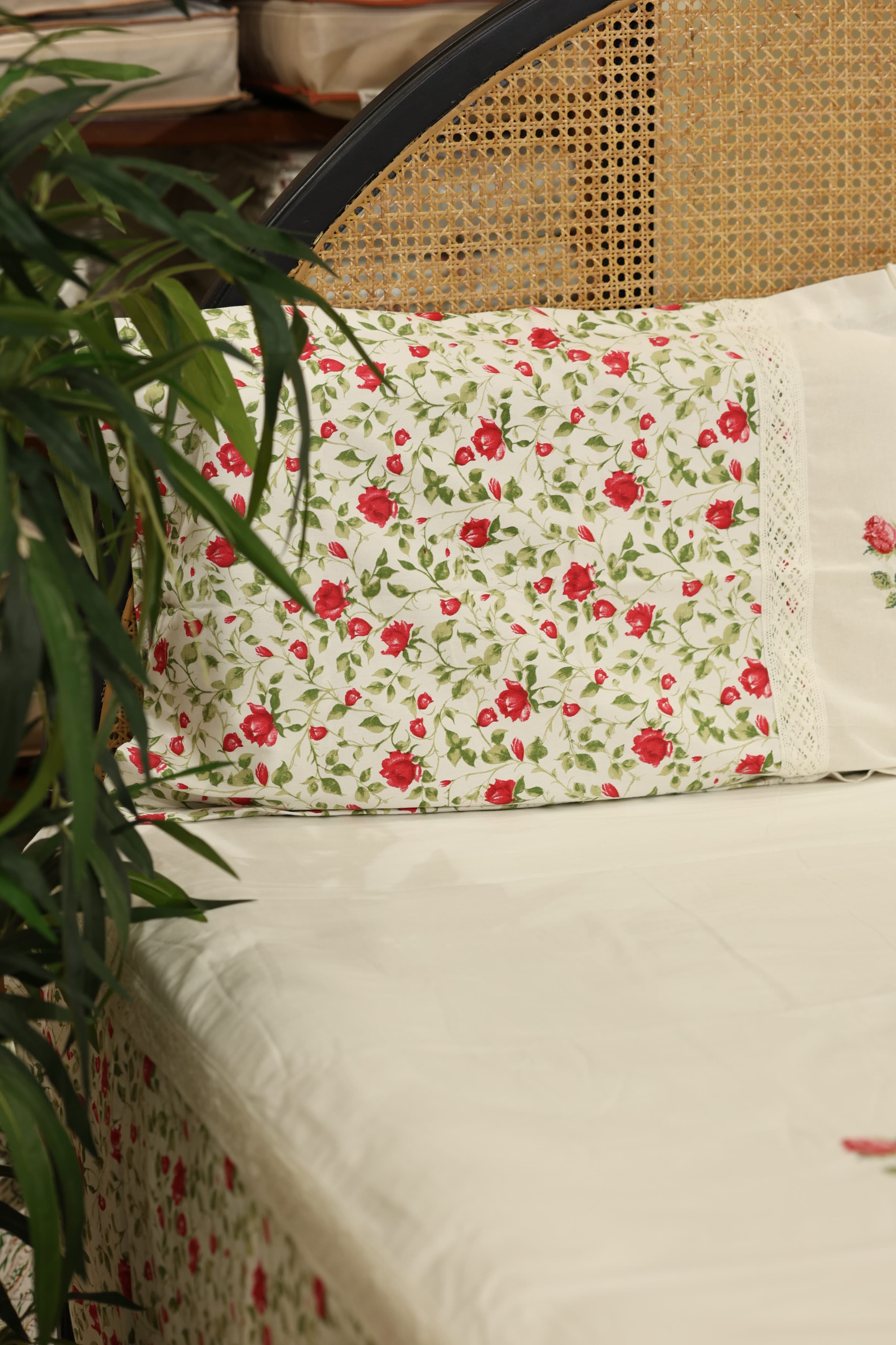 Premium Cross stitch Embroidery Cotton King Size Bedspread Set Cottage collections 1