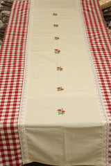 Table cloths - 8 Seater cross stitch embroidery Red check
