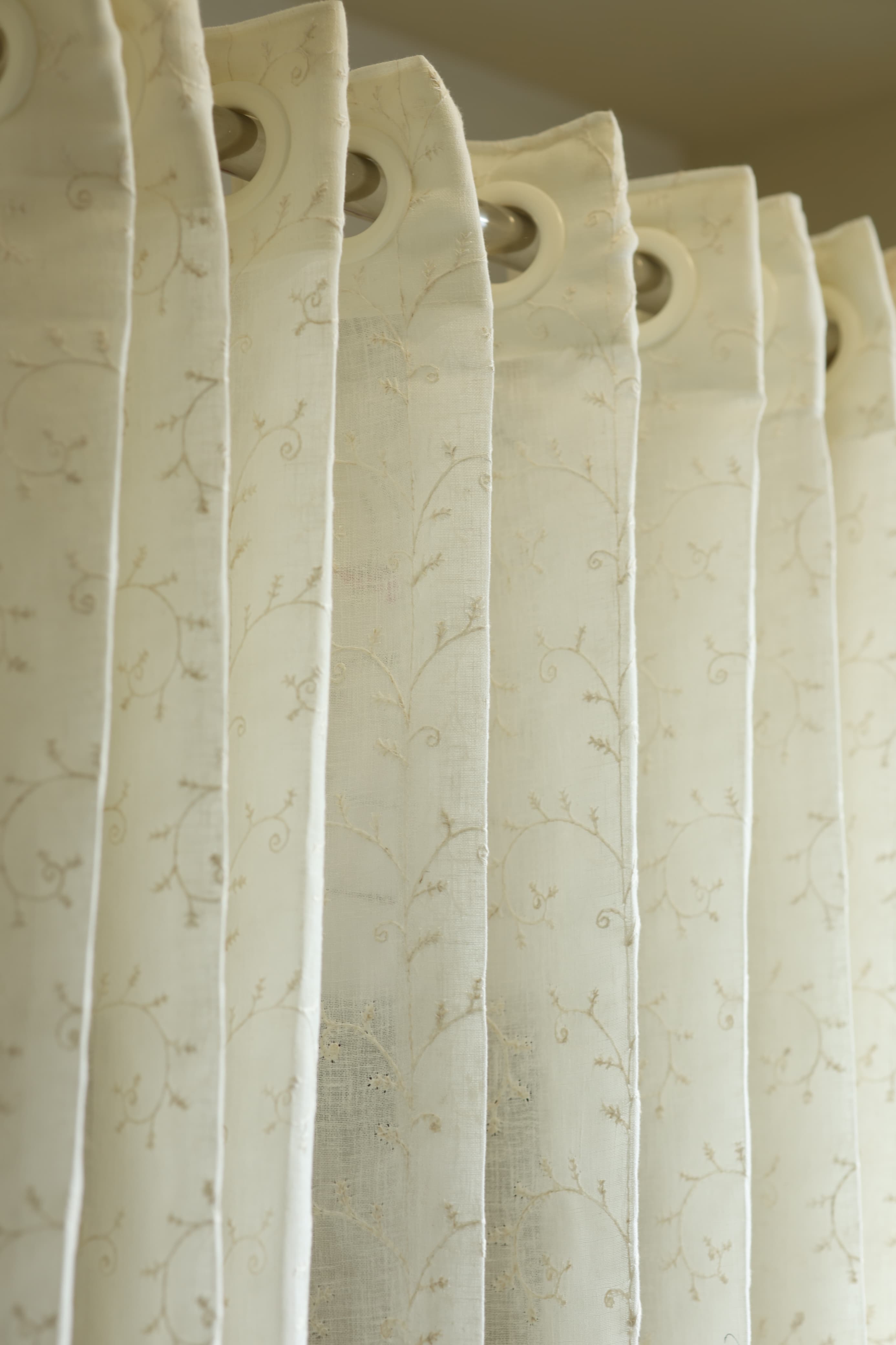 Curtain - Premium Embroidery sheer curtains meera ( off white base) prebooking pearl