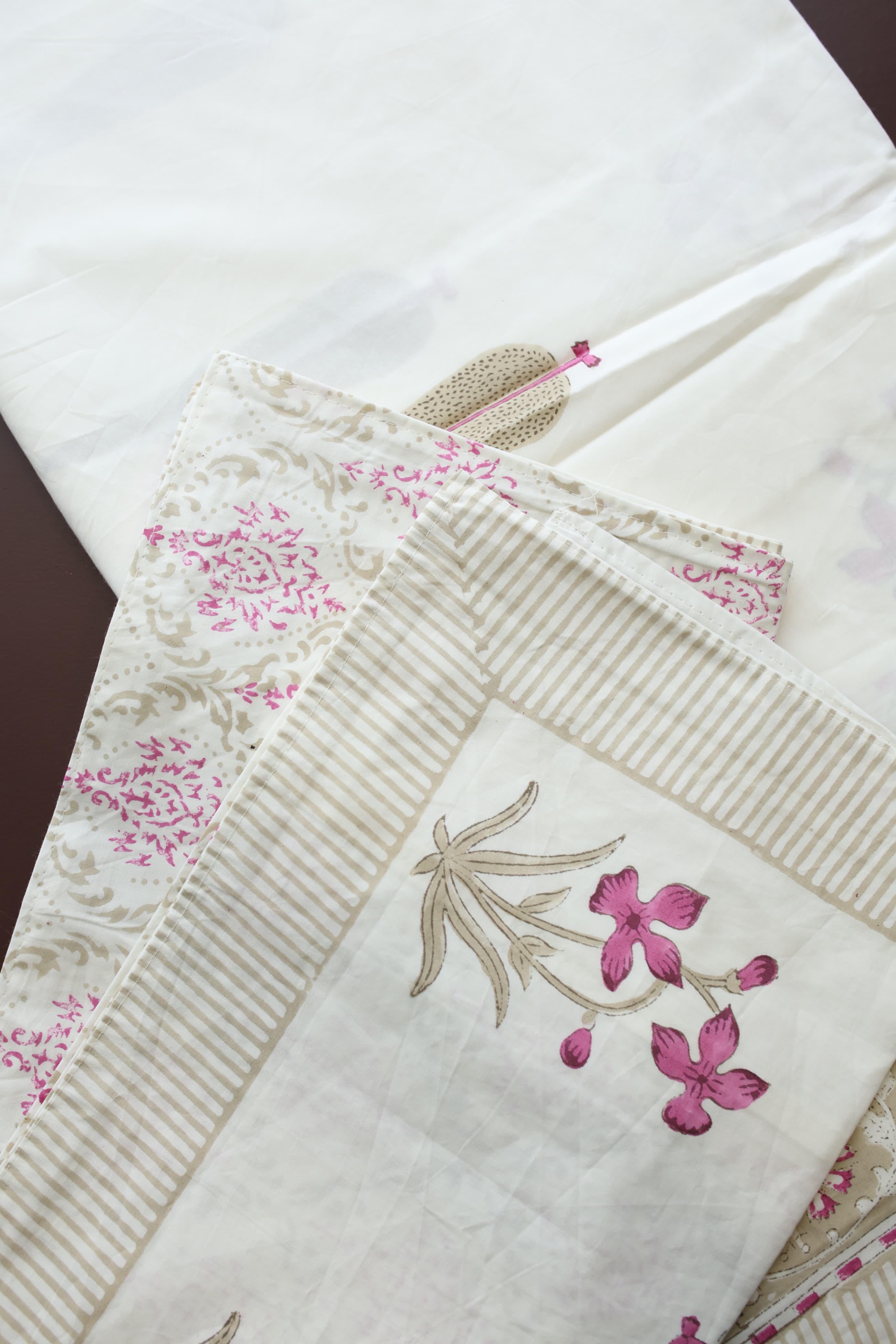 Bedsheets - King percale cotton handblock soft lily  bedsheets