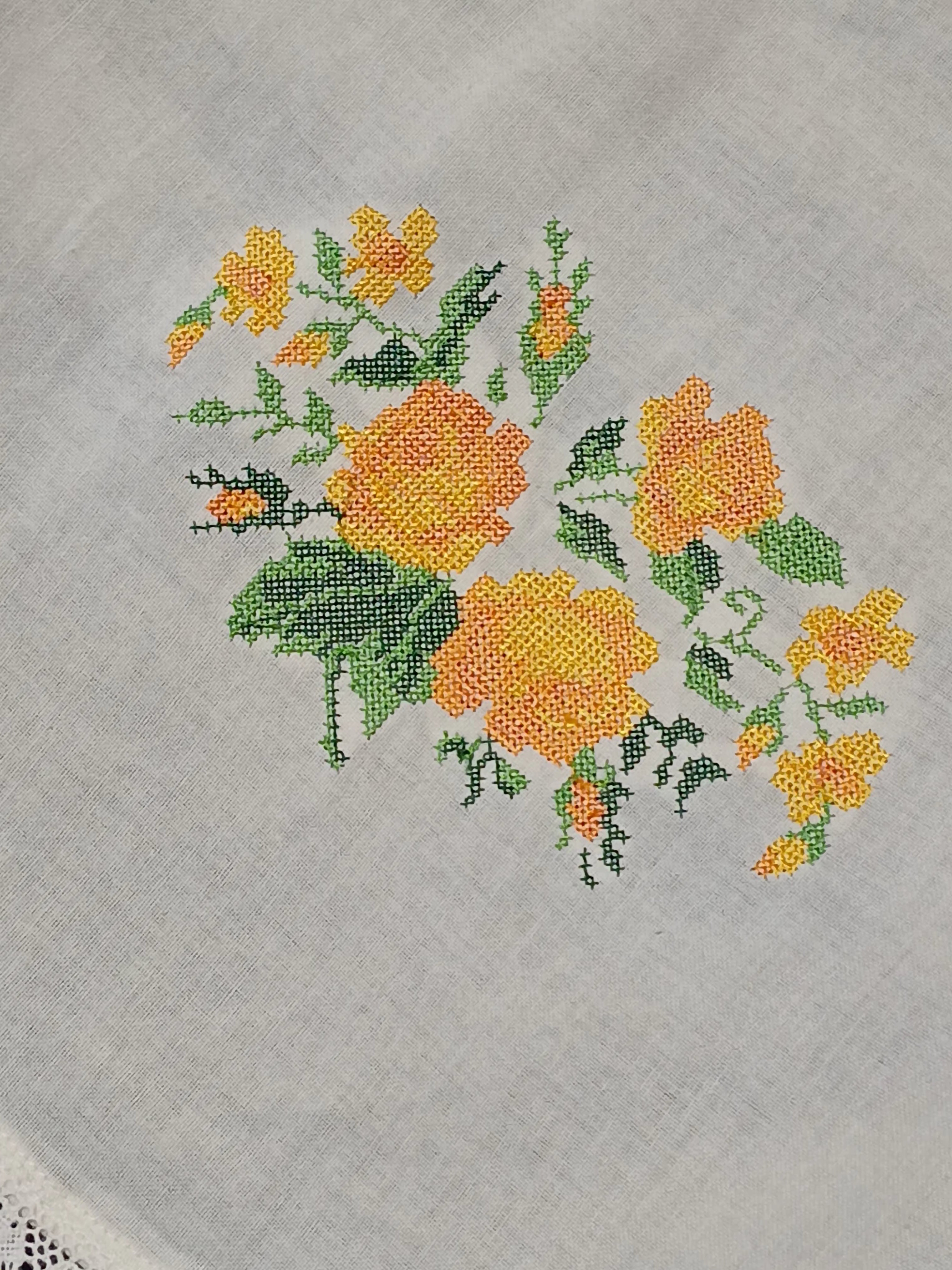 Floral Cross Stitch Embroidered Sofa Back / chair back Cover Set 3+1+1