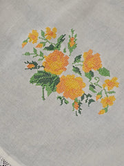 Floral Cross Stitch Embroidered Sofa Back / chair back Cover Set 3+1+1