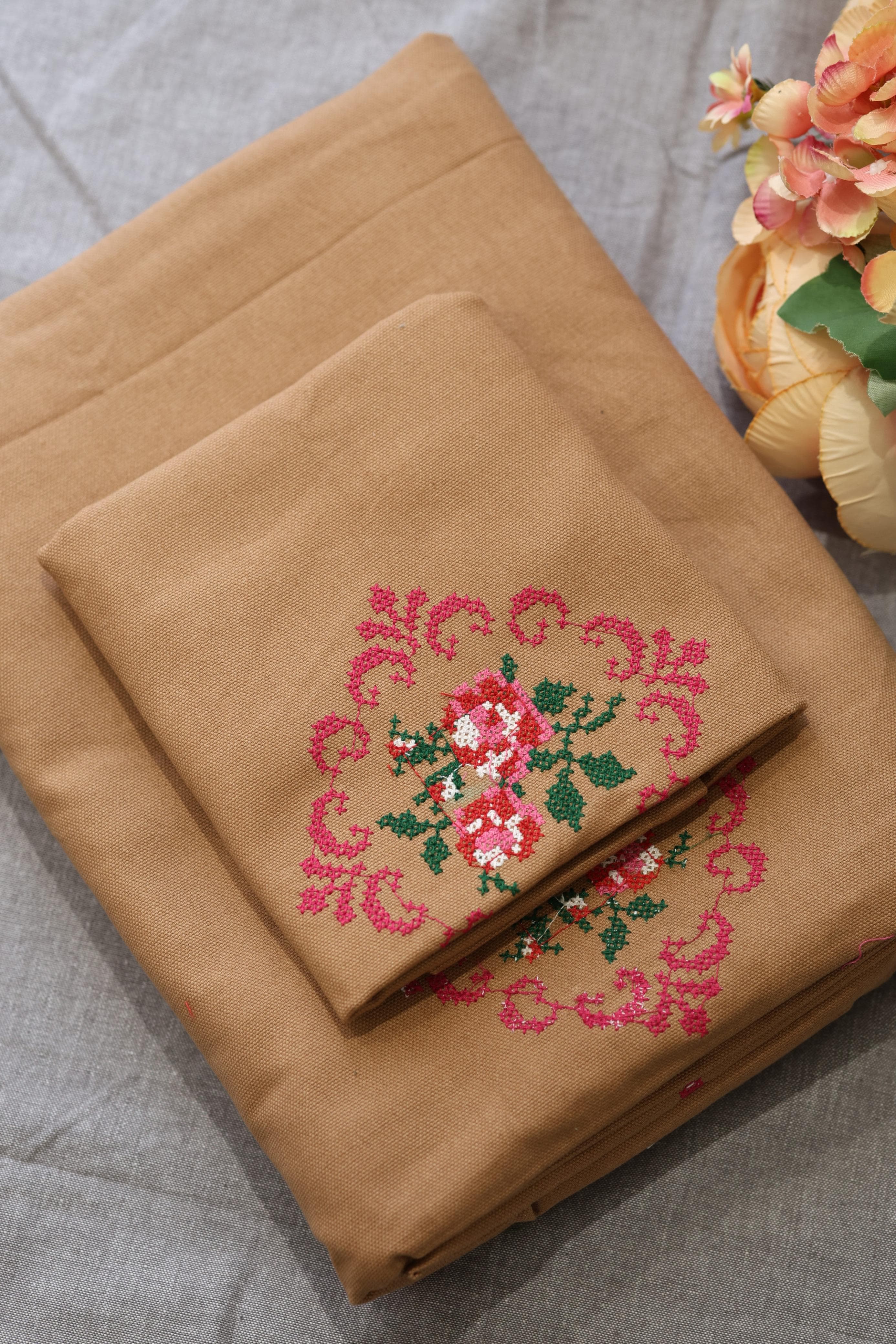 Bedsheets - Single Cross stitch embroidery bedsheets