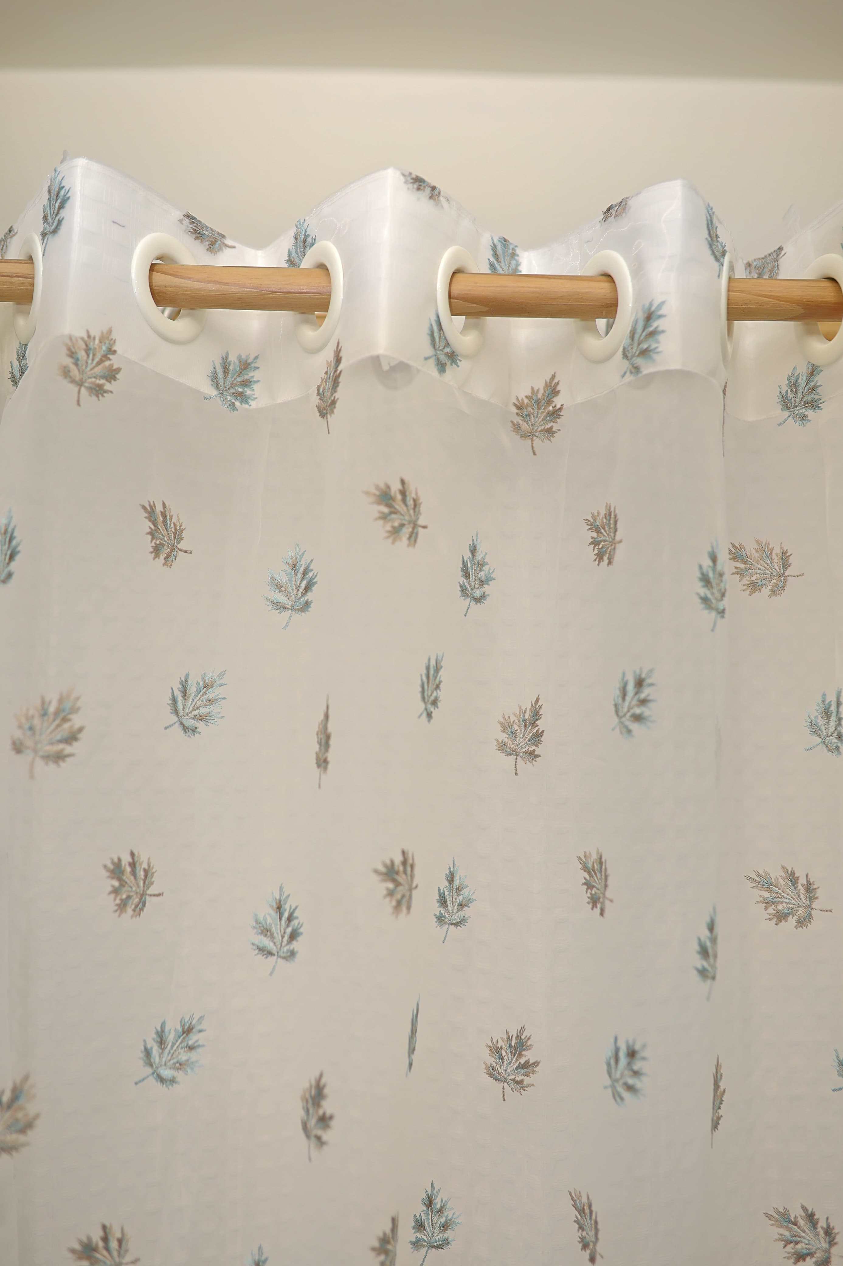 Curtains-Embroidered organza sheer curtains
