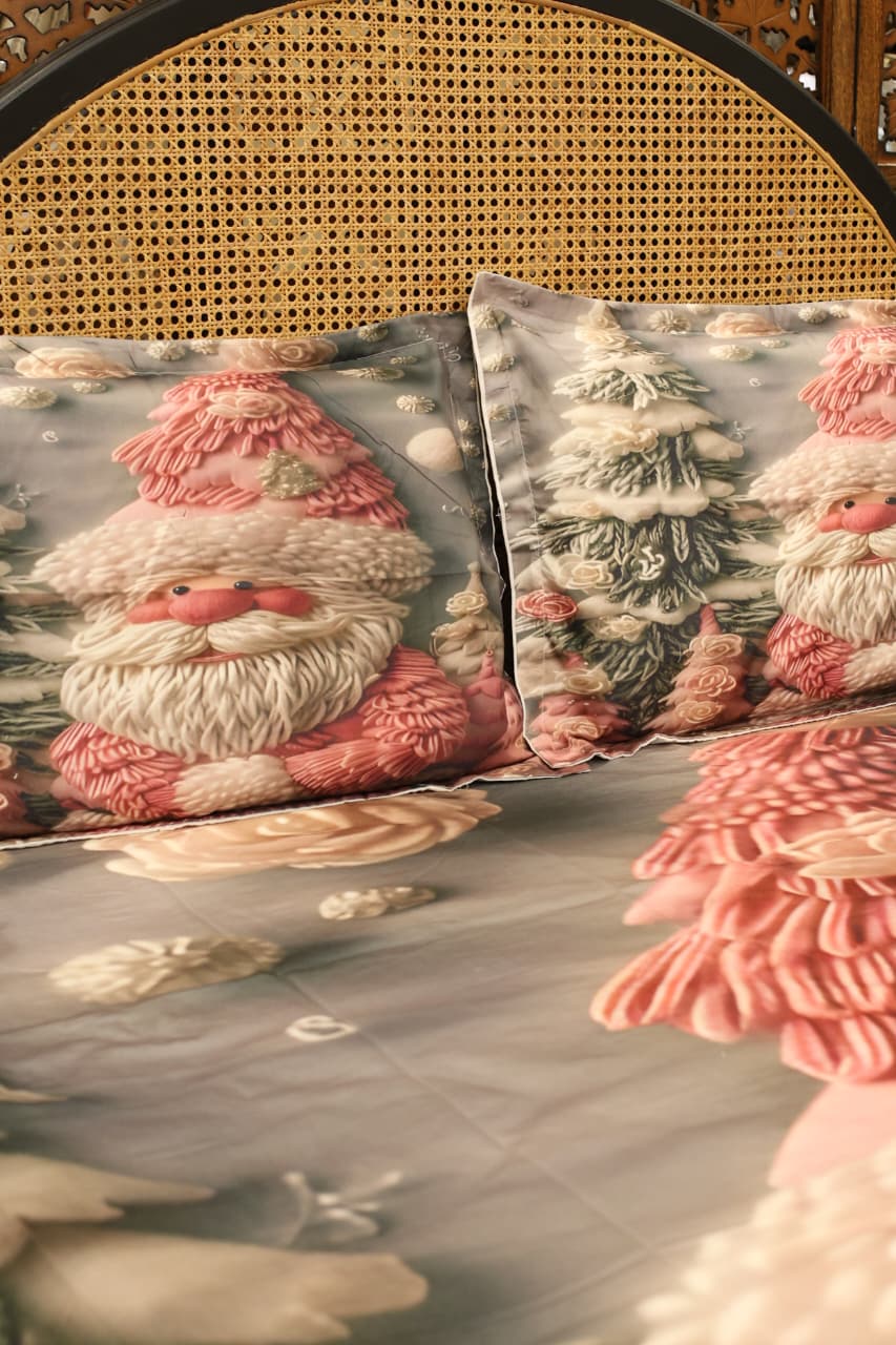 Christmas 7D Panel Print King Size Bedsheet Set - Xmas edition