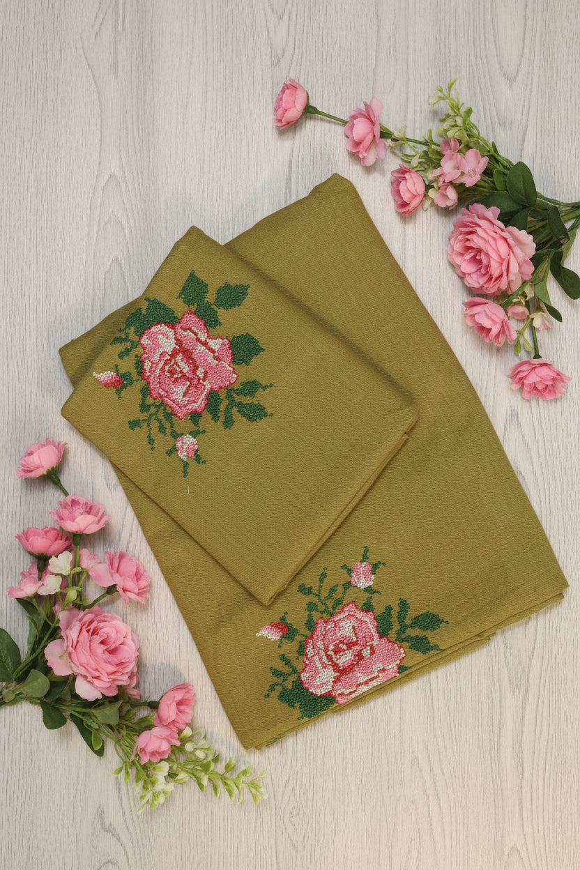 Bedsheets - Single Cross stitch embroidery bedsheets