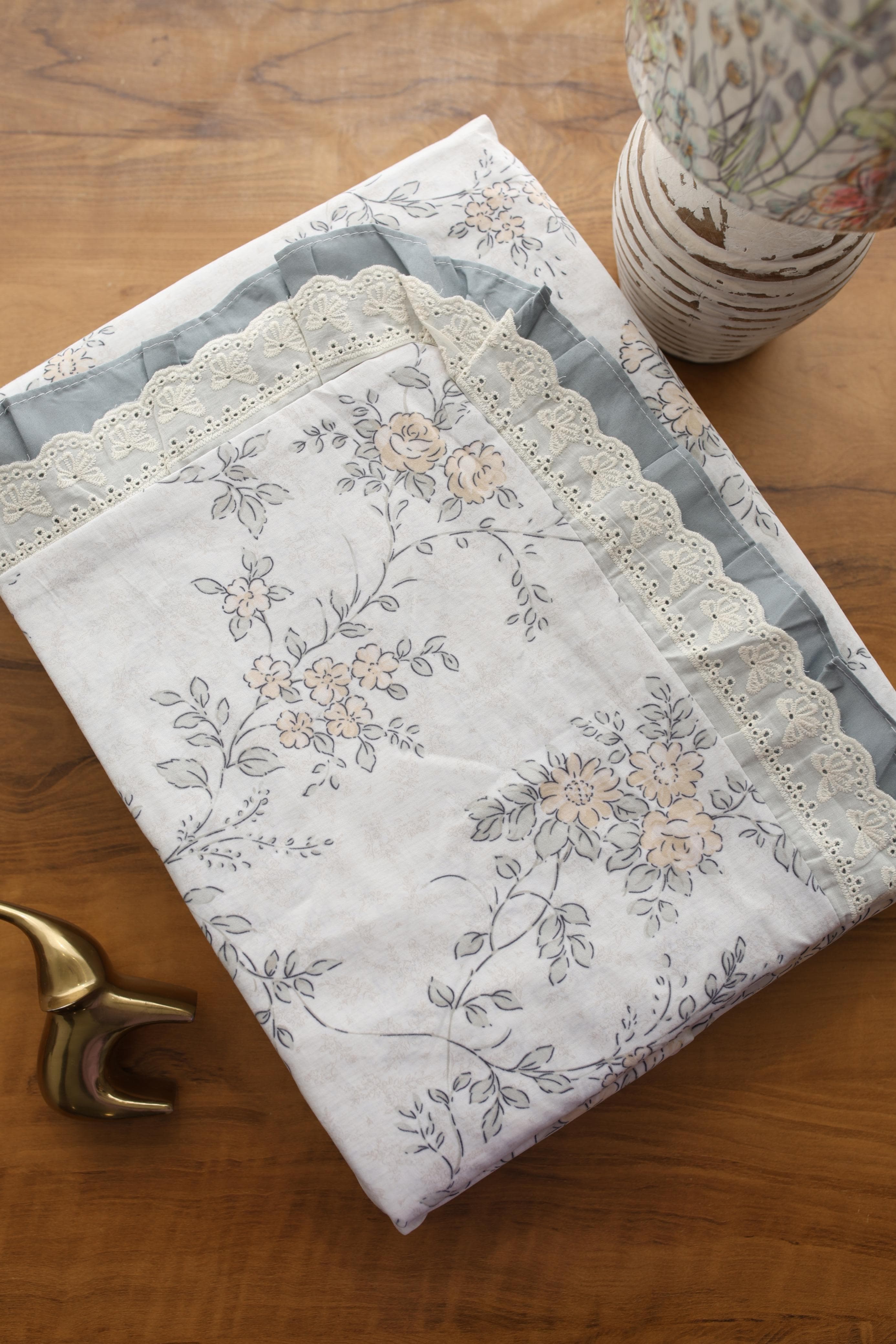 Bedsheets - Premium King soft cotton lace bedsheets majestic