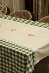 Table cloths - 8 Seater cross stitch embroidery  green check