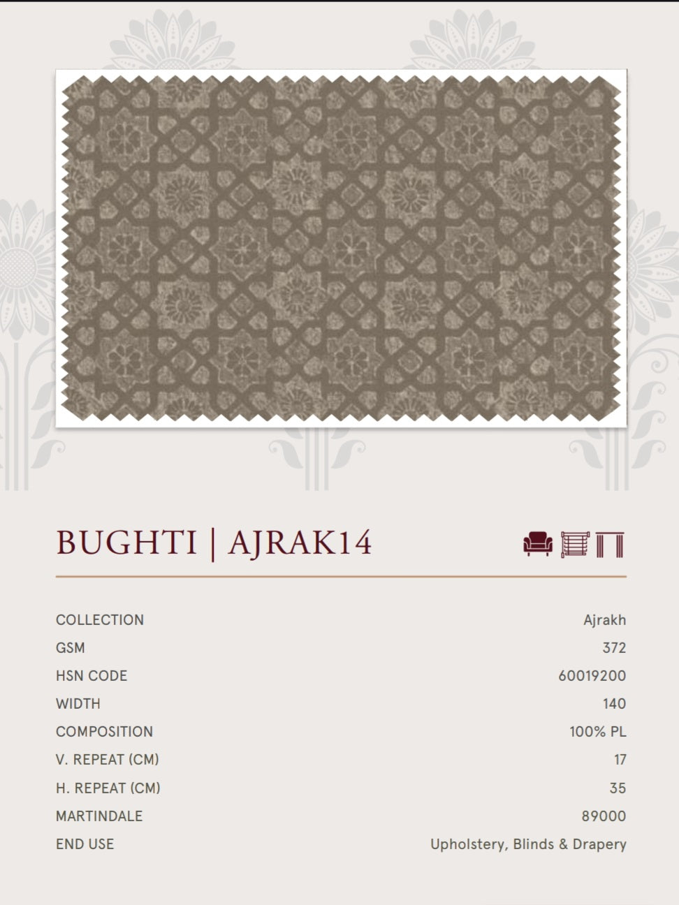 Upholstery fabrics -Ajrakh(Bughti)