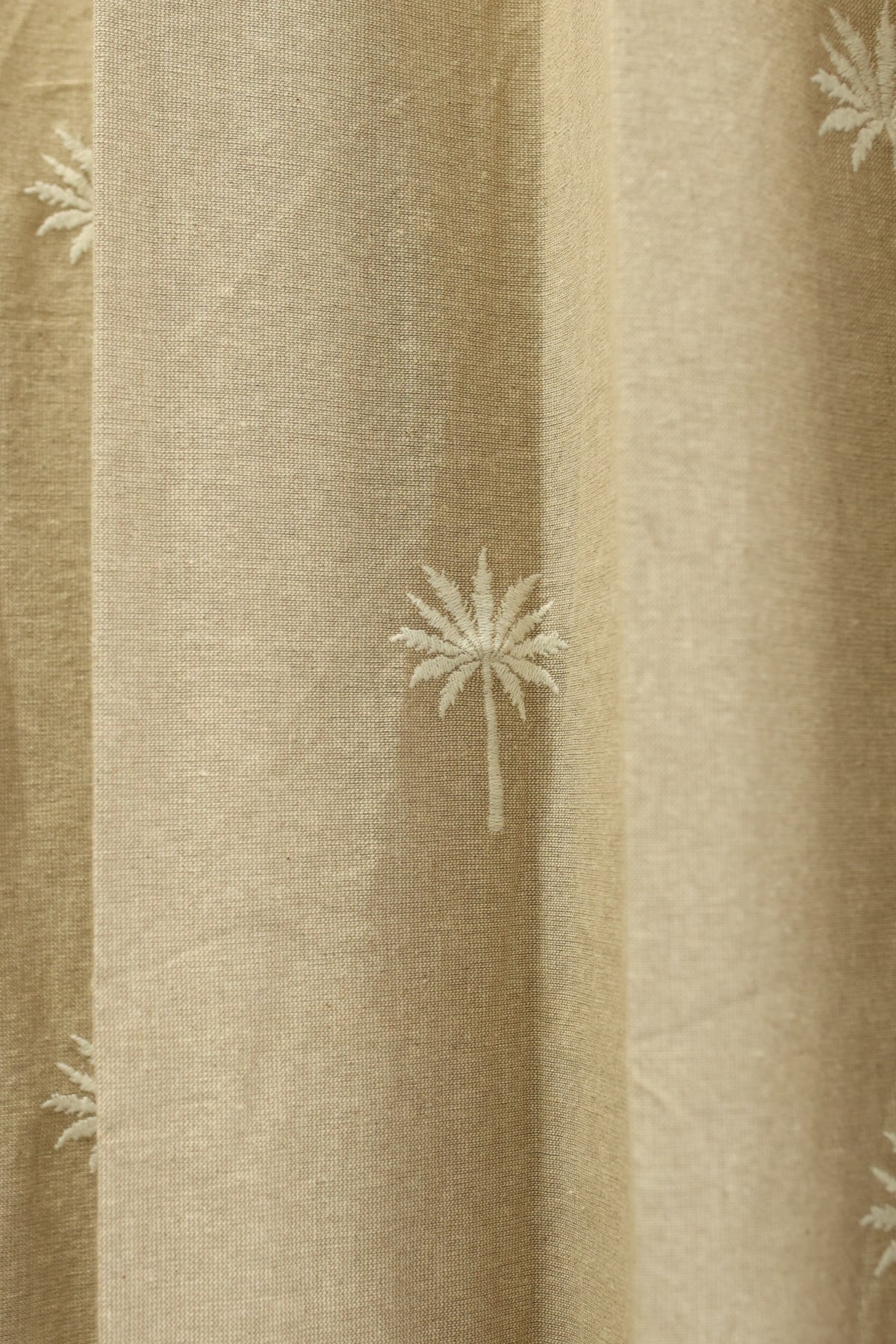 Curtains - jute beige opaque embroidery curtains