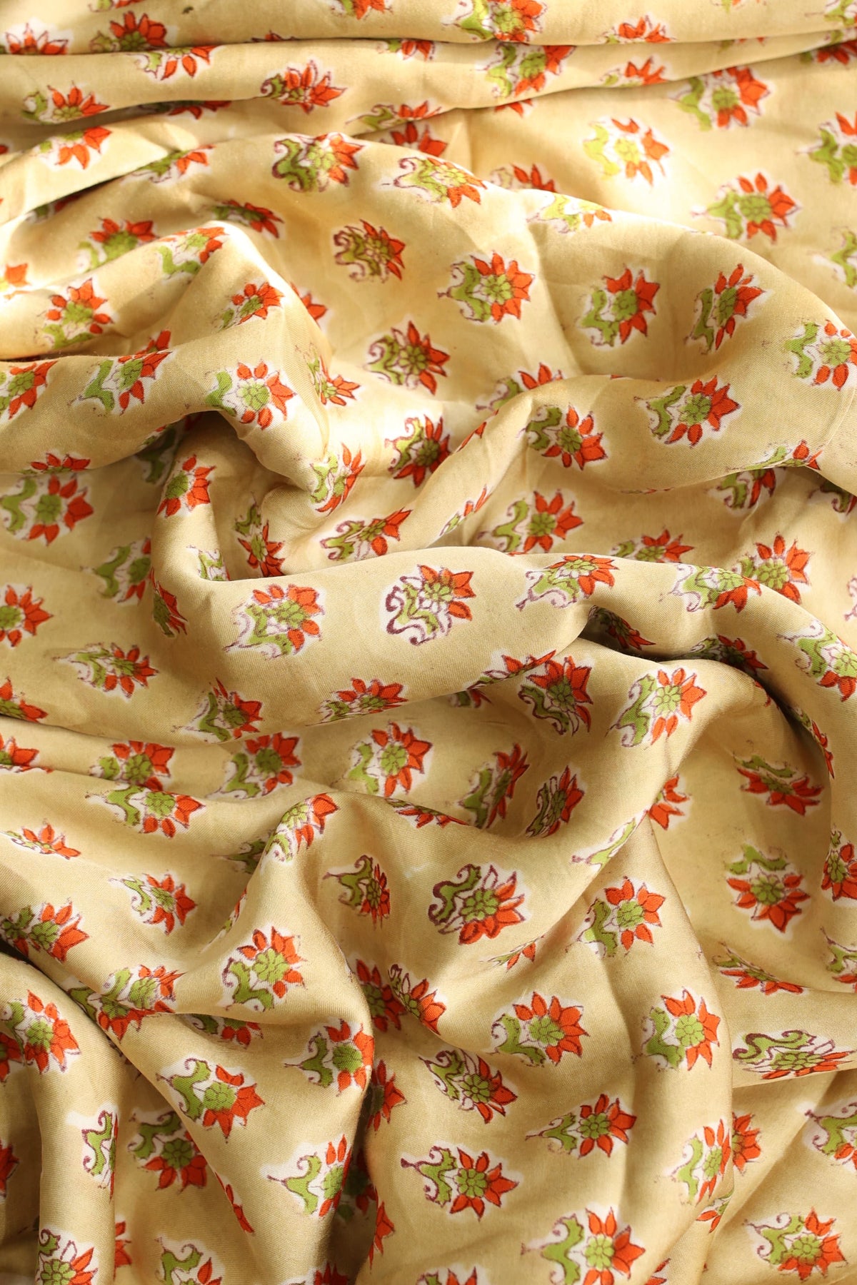 Fabrics - Satin Modal Handblock fabric kurti offer sale