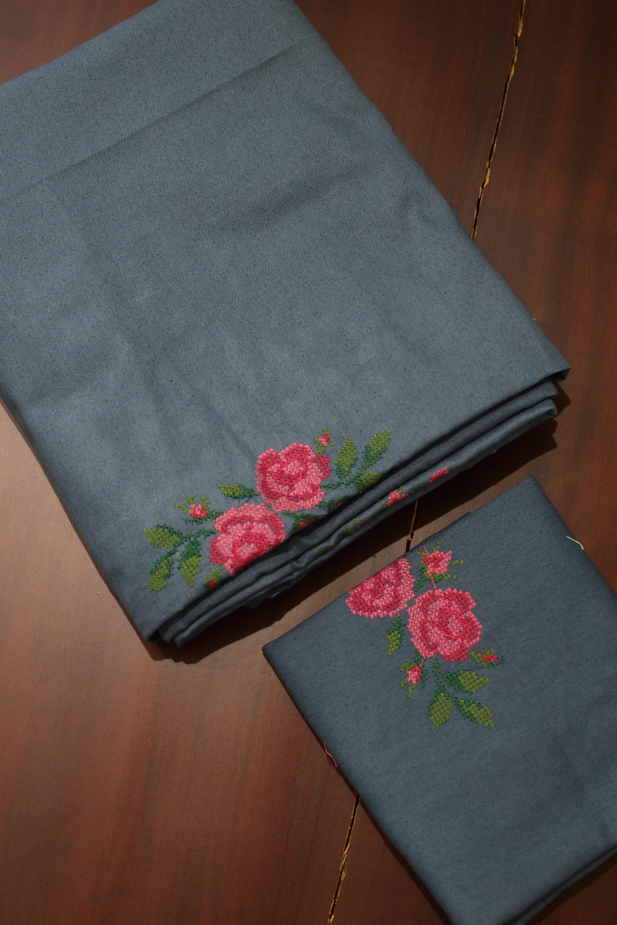 Bedsheets - Single Cross stitch embroidery bedsheets