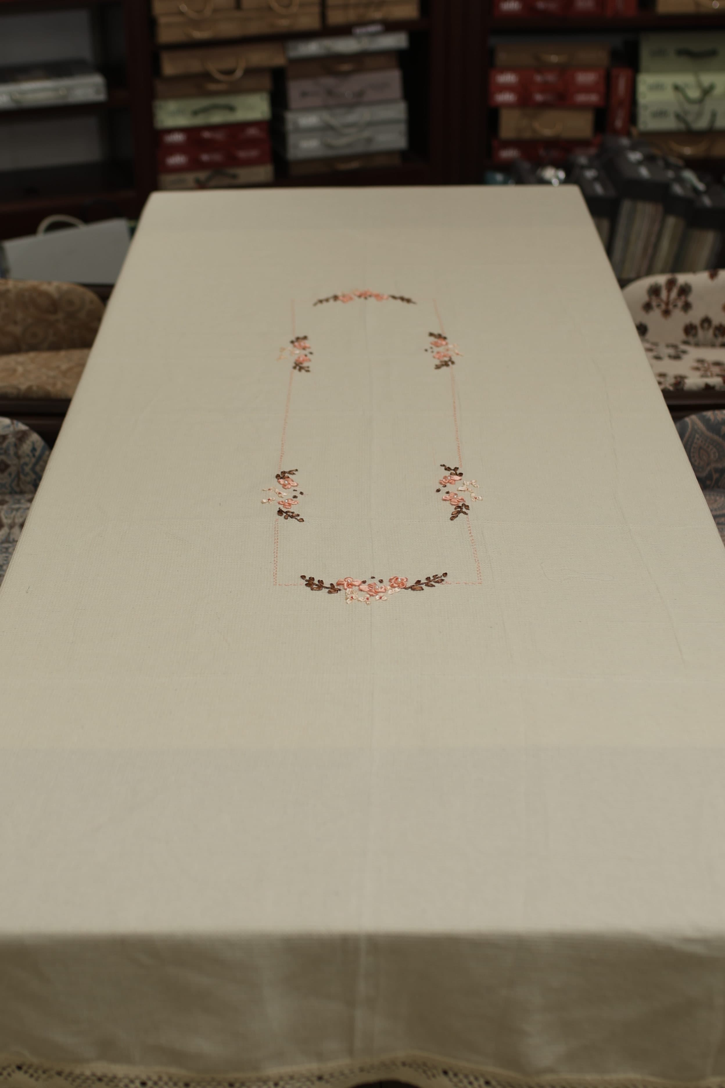 Table cloths - 8 seater ribbon embroidery