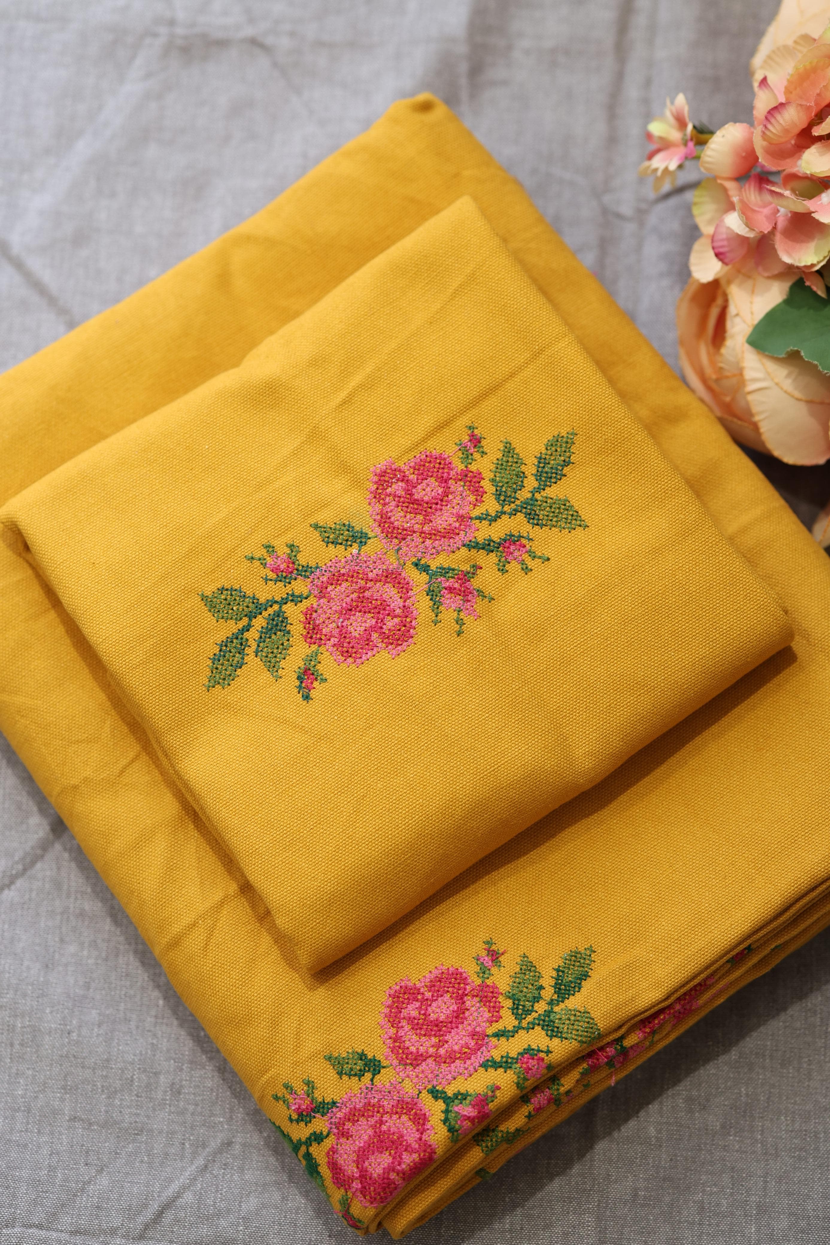 Bedsheets - Single Cross stitch embroidery bedsheets