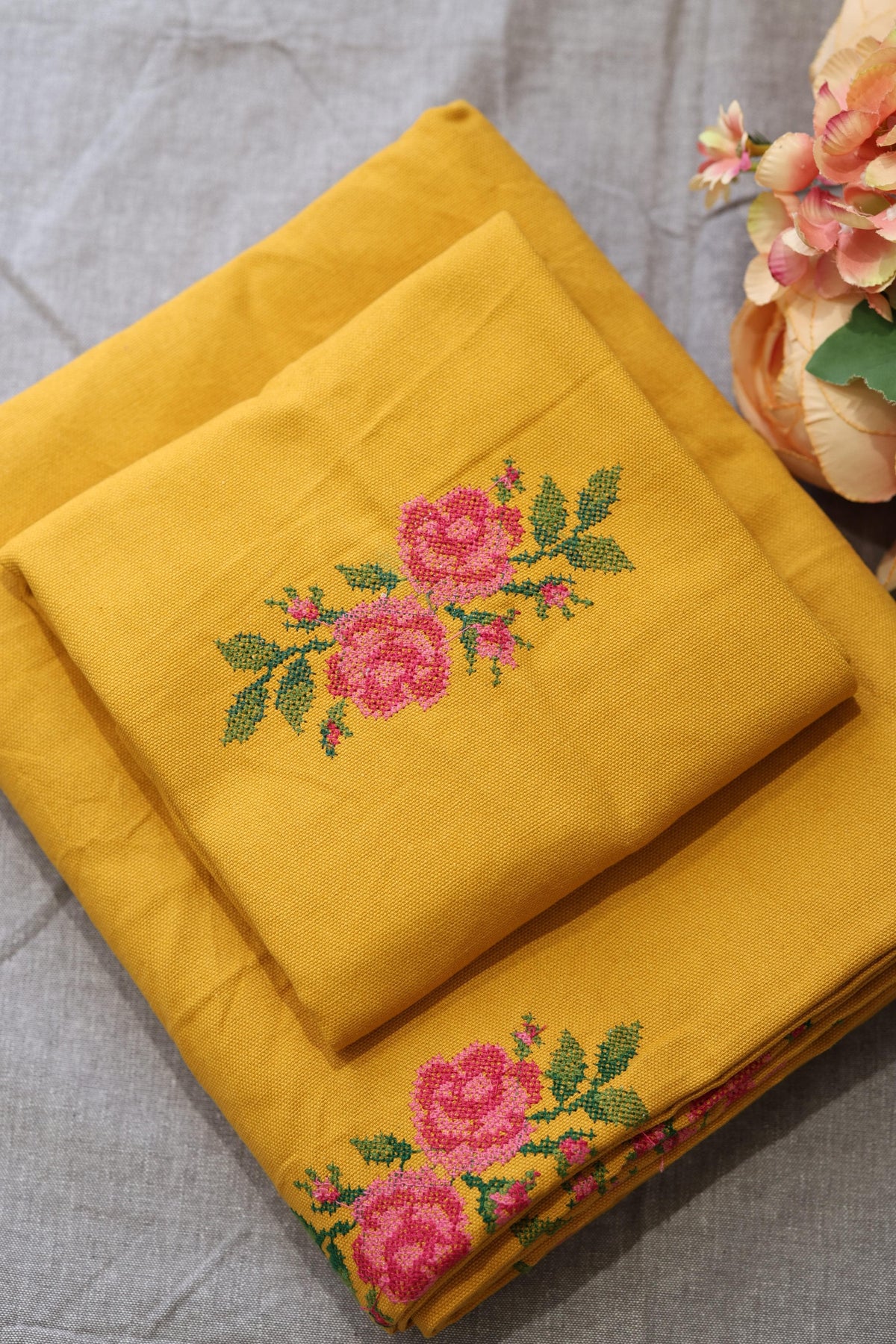 Bedsheets - Single Cross stitch embroidery bedsheets