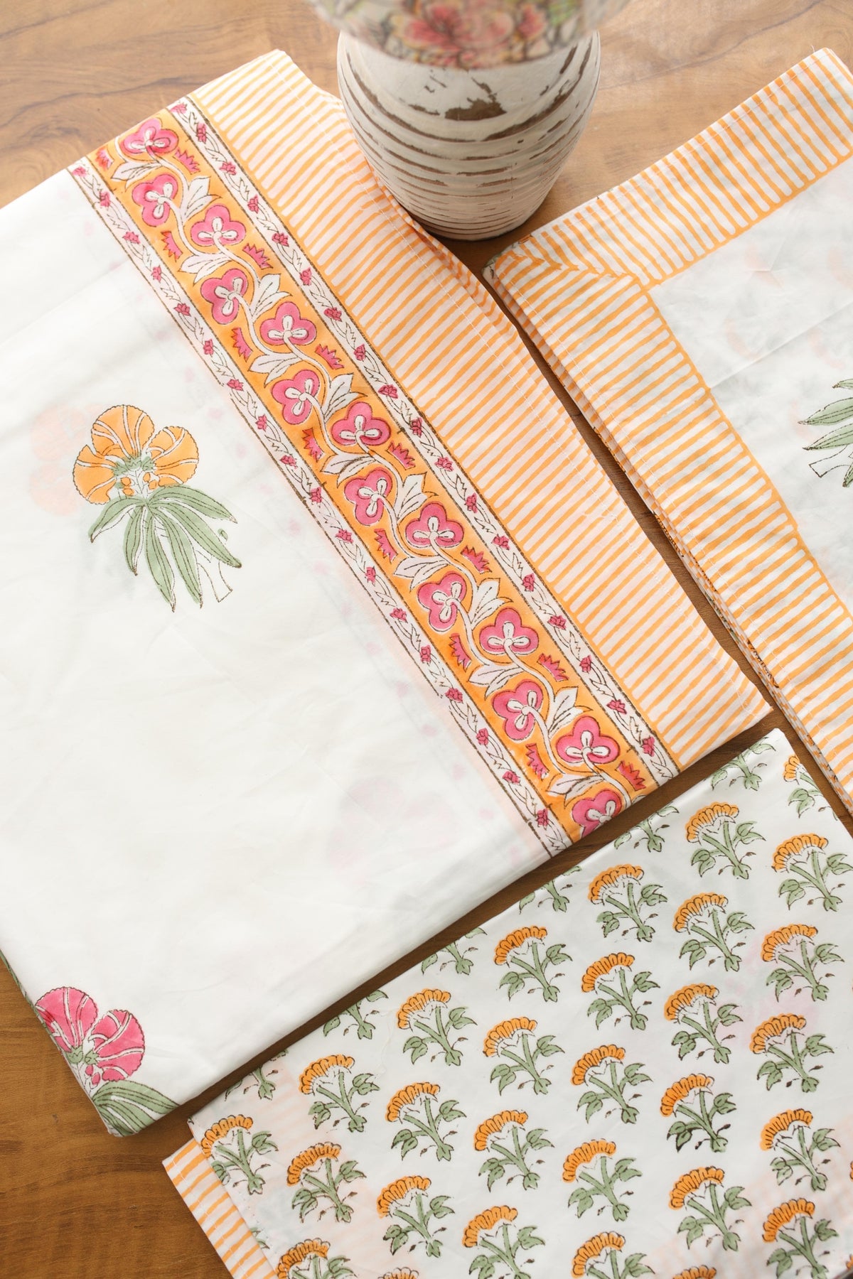 Bedsheets - King Percale cotton handblock print bedsheets