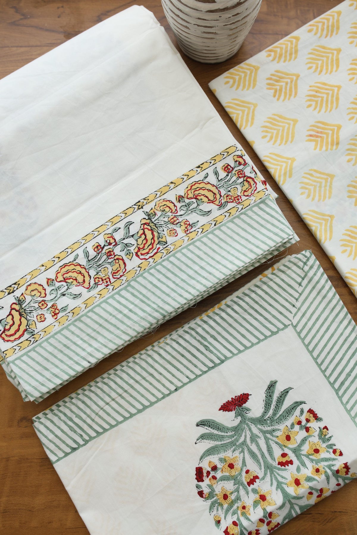 Bedsheets - King percale cotton handblock soft lily  bedsheets
