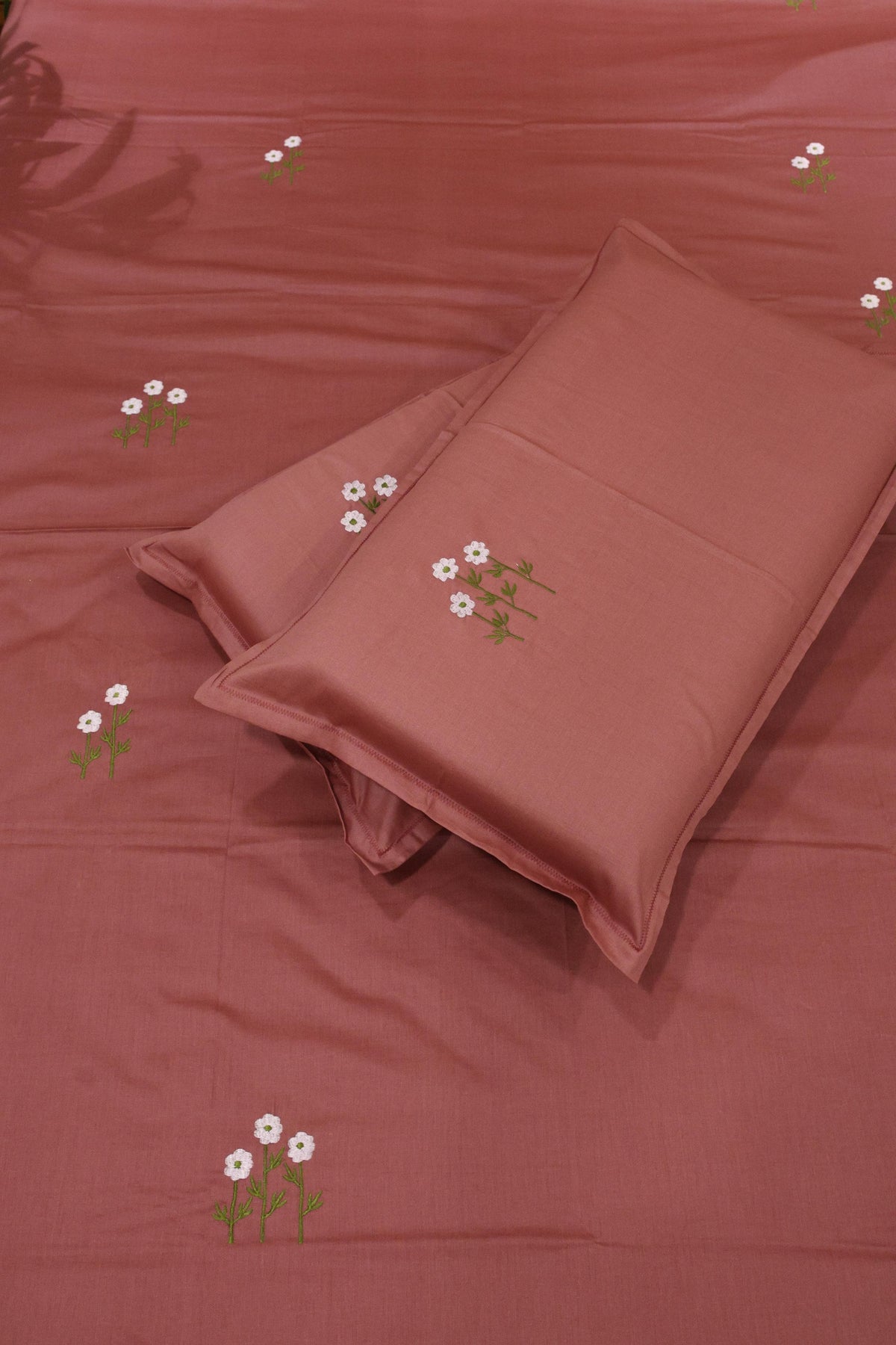King Size Premium Machine Embroidery Bedsheet Set with 2 Pillow Covers (108x108")