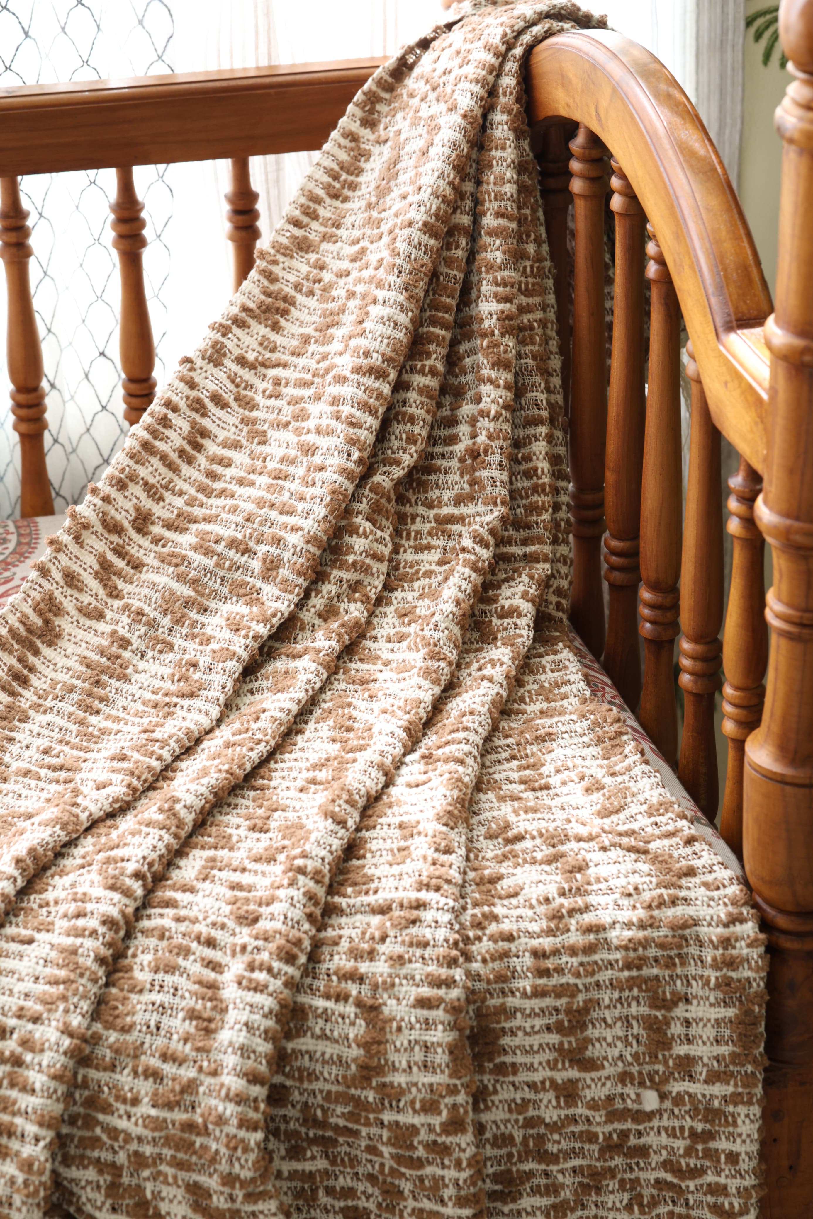 Textured Woven Cotton Sofa Throw