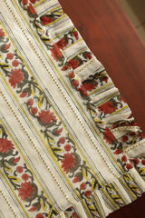 Onam Handblock Table Runner with Ruffled Edges - 4 seater