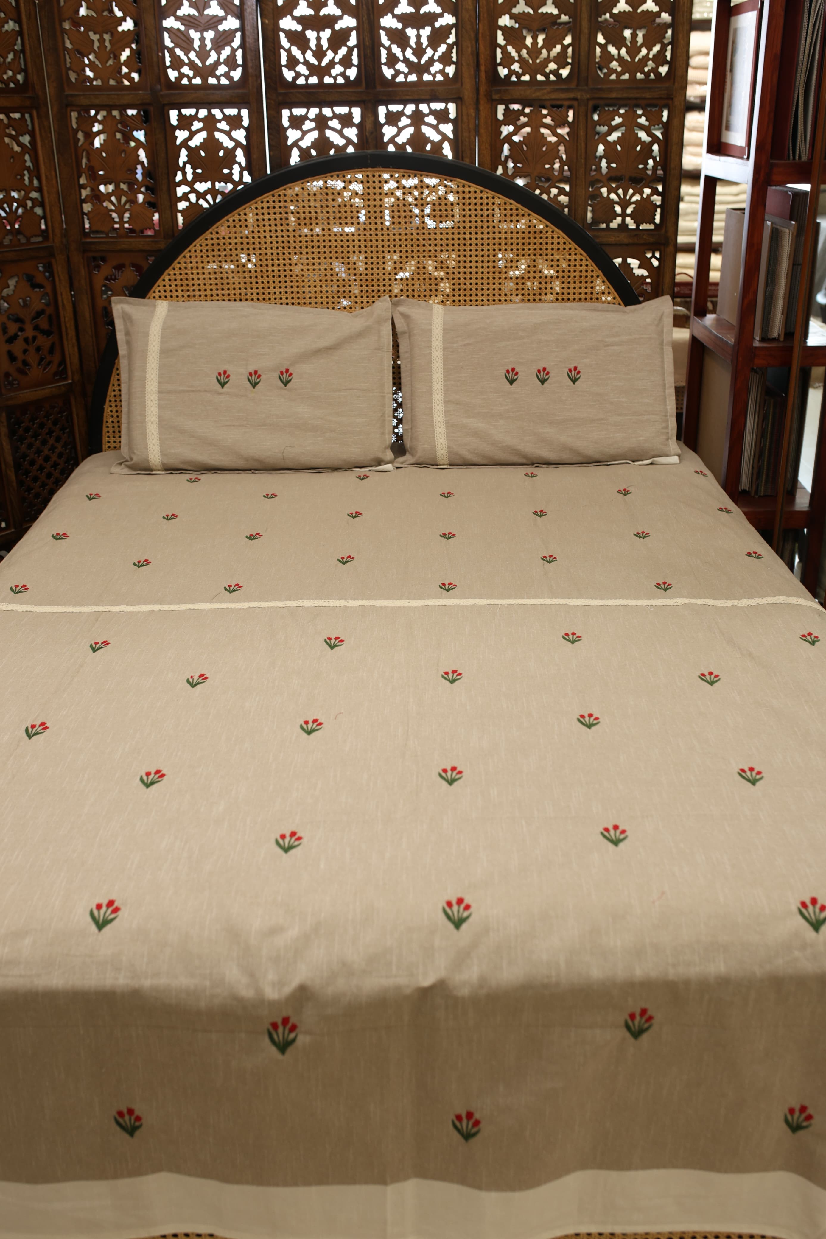 Bedsheets - Queen cross stitch embroidered bedsheets