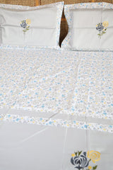 King Size Premium Machine Embroidery Bedsheet Set with 2 Pillow Covers (108x108)