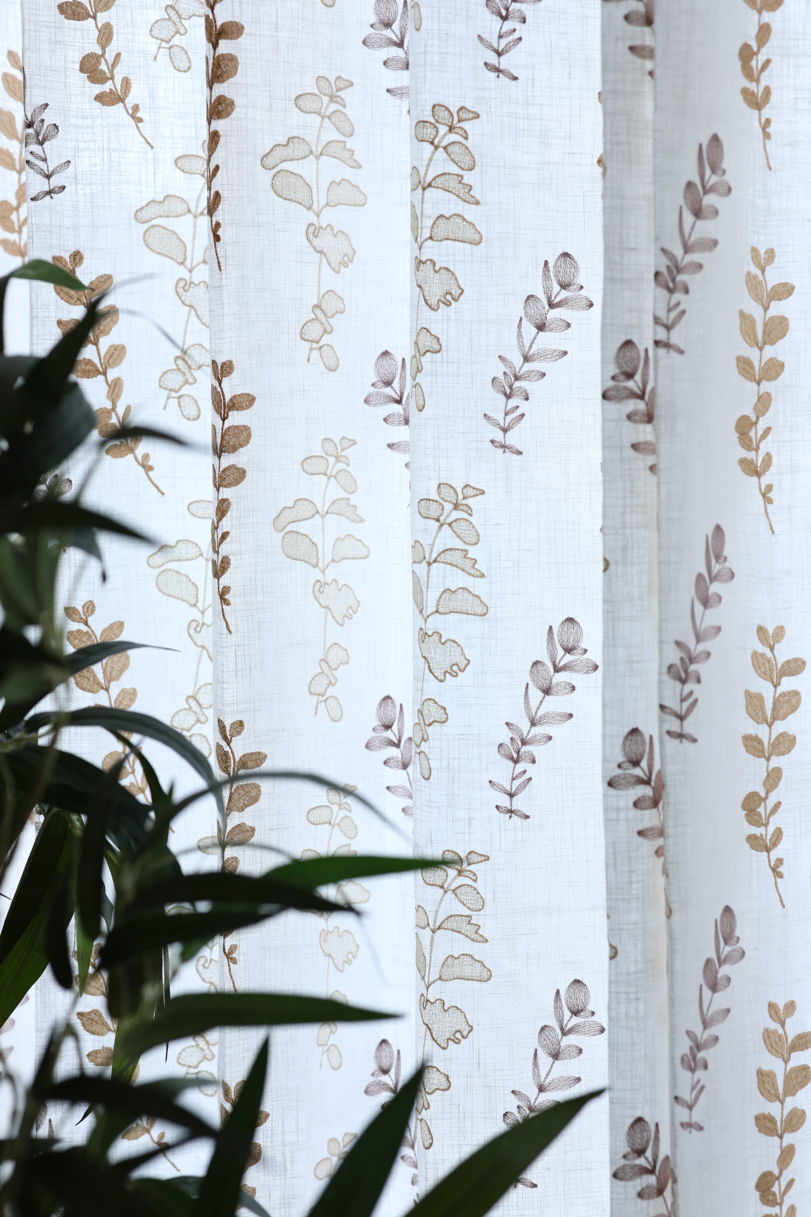 Curtains - Premium Embroidery sheer curtains cotton rainbow olivia semi transparent