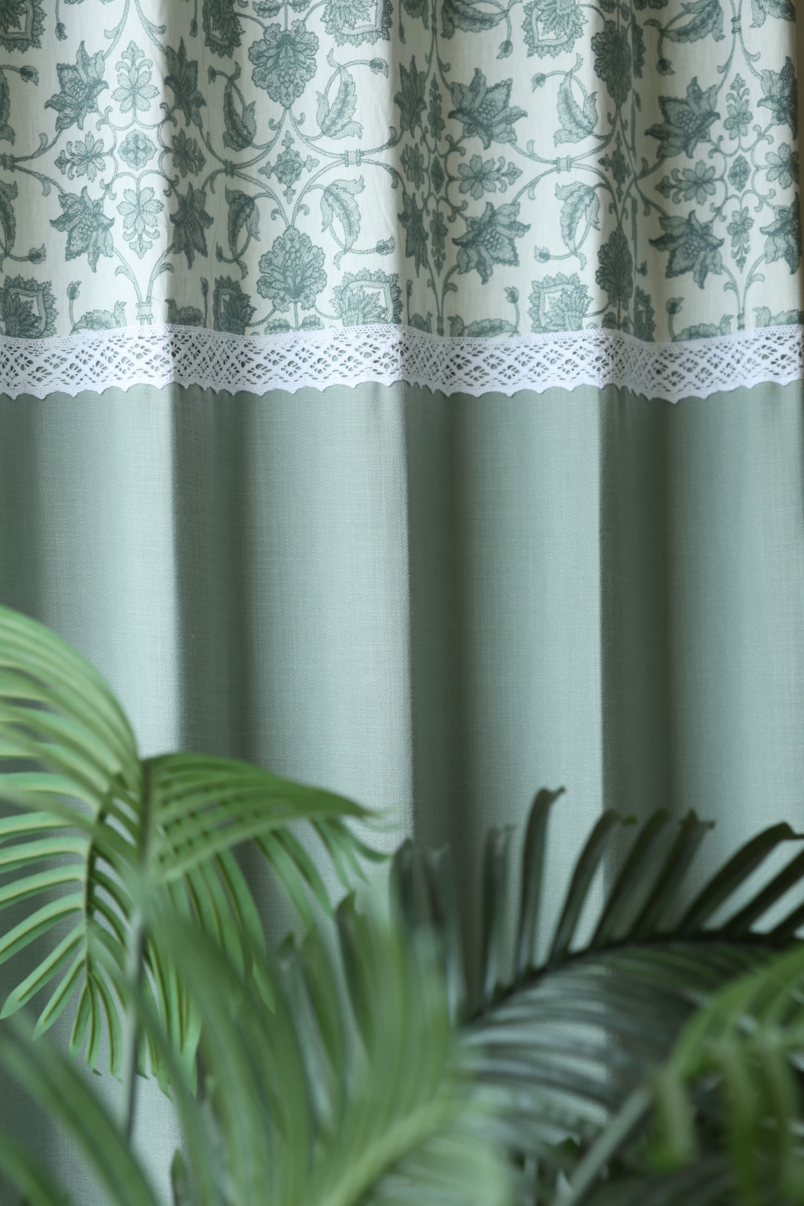 Premium Sage Green Embroidery Opaque Curtain busan