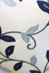 Navy Blue & Grey Vine Embroidered Cushion Cover - Pre booking