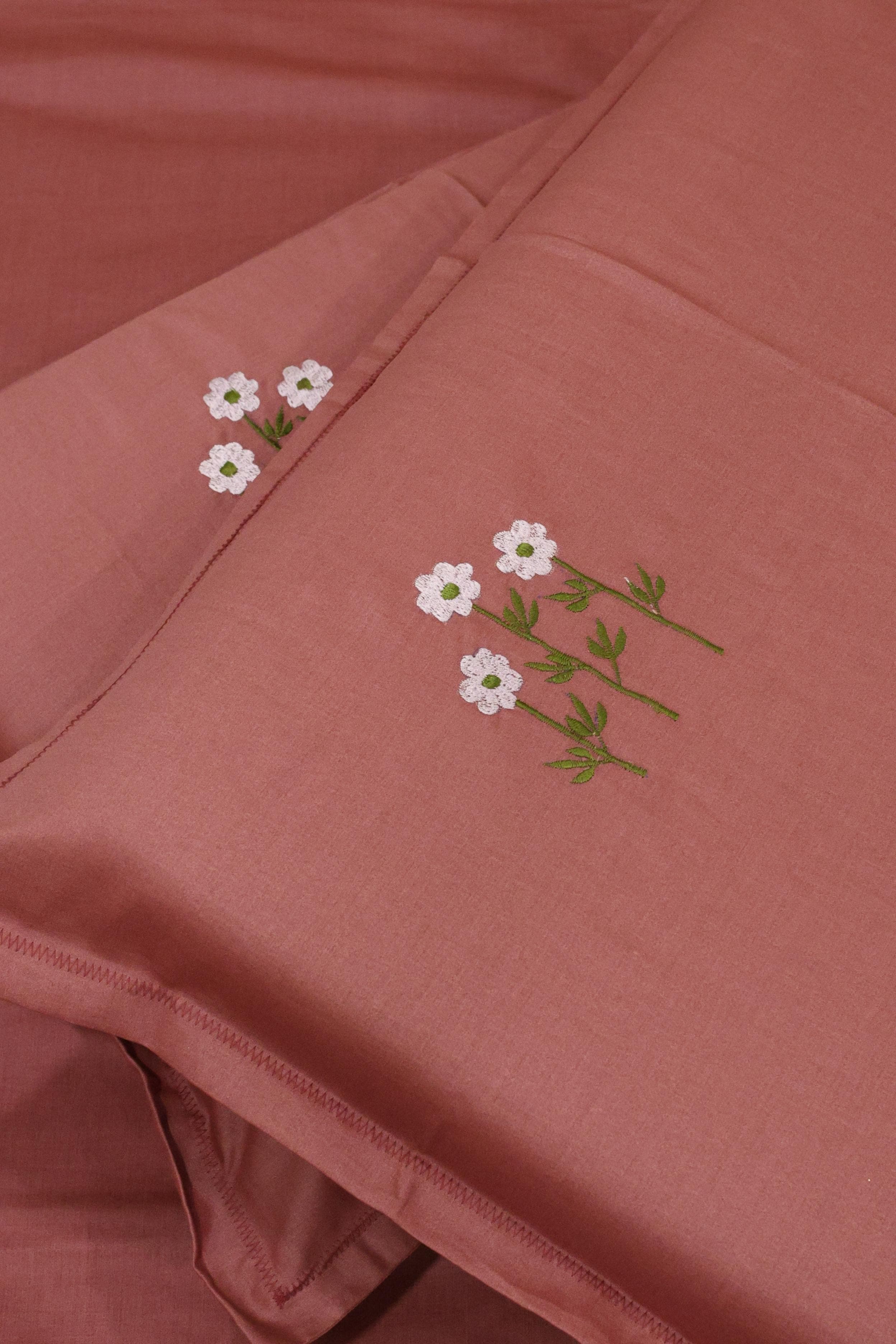 King Size Premium Machine Embroidery Bedsheet Set with 2 Pillow Covers (108x108")