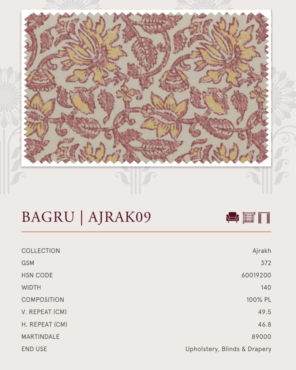 Upholstery fabrics -Ajrakh(Bagru)