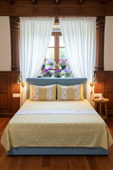 Bedsheets - King Premium check floral embroidery bedsheet