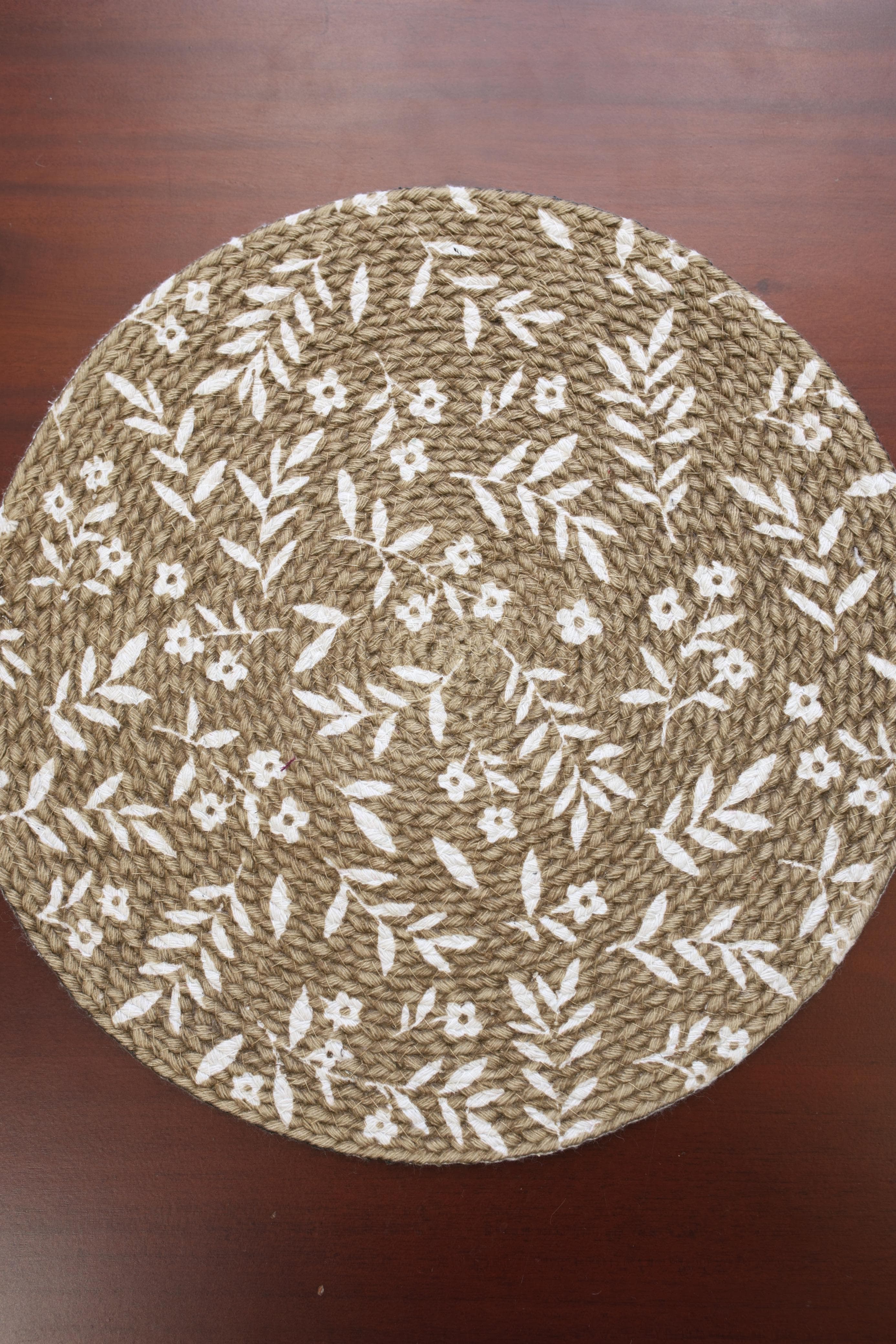Floral Block Print Placemat / Table Coaster (14 Inch)