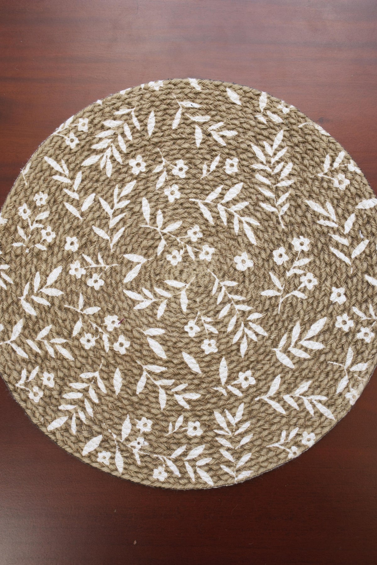 Floral Block Print Placemat / Table Coaster (14 Inch)