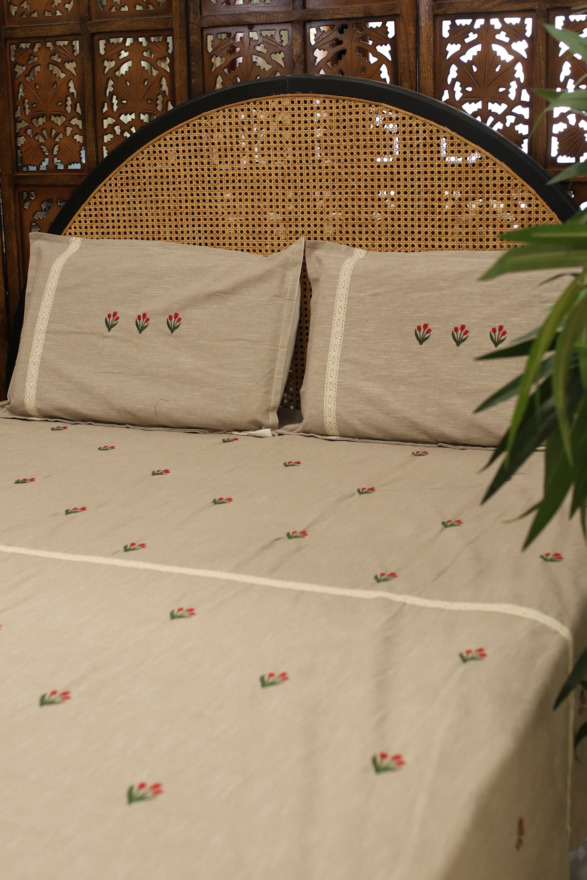 Bedsheets - Queen cross stitch embroidered bedsheets