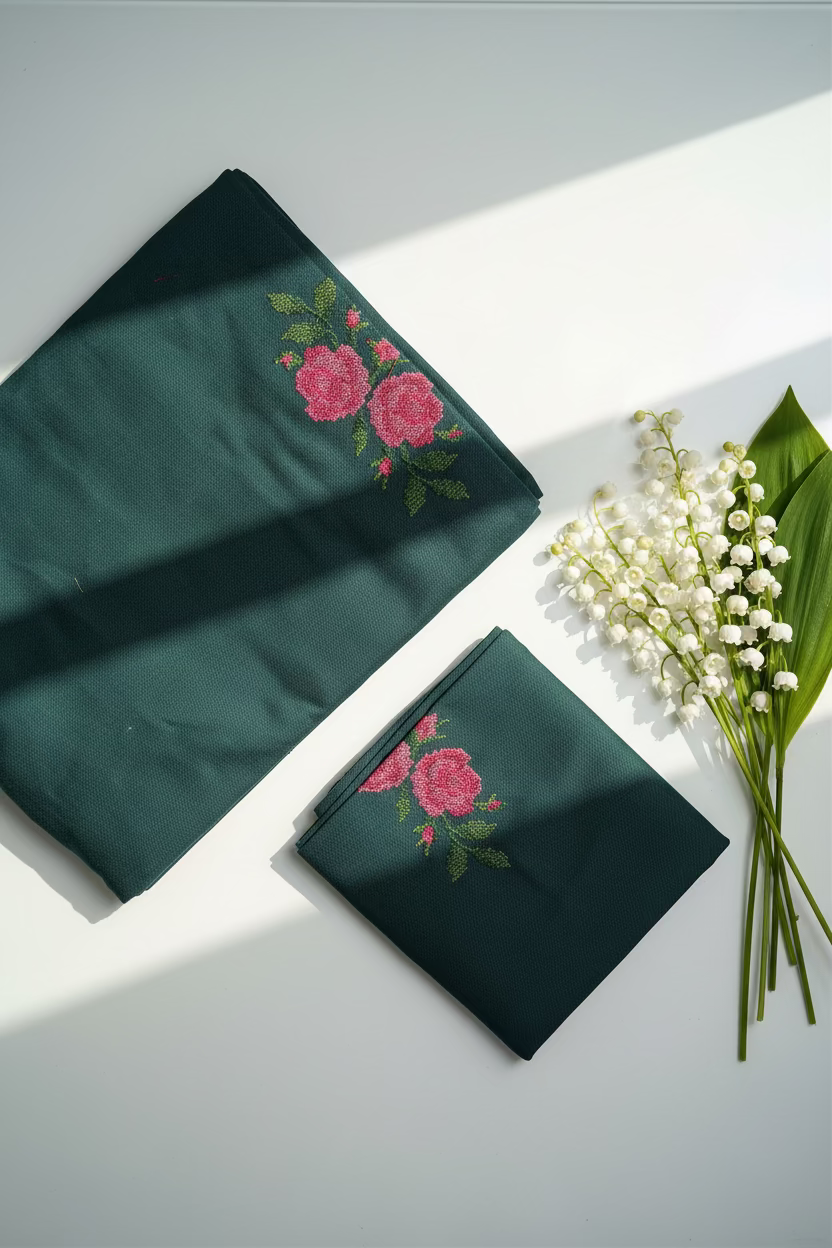 Bedsheets - Single Cross stitch embroidery bedsheets