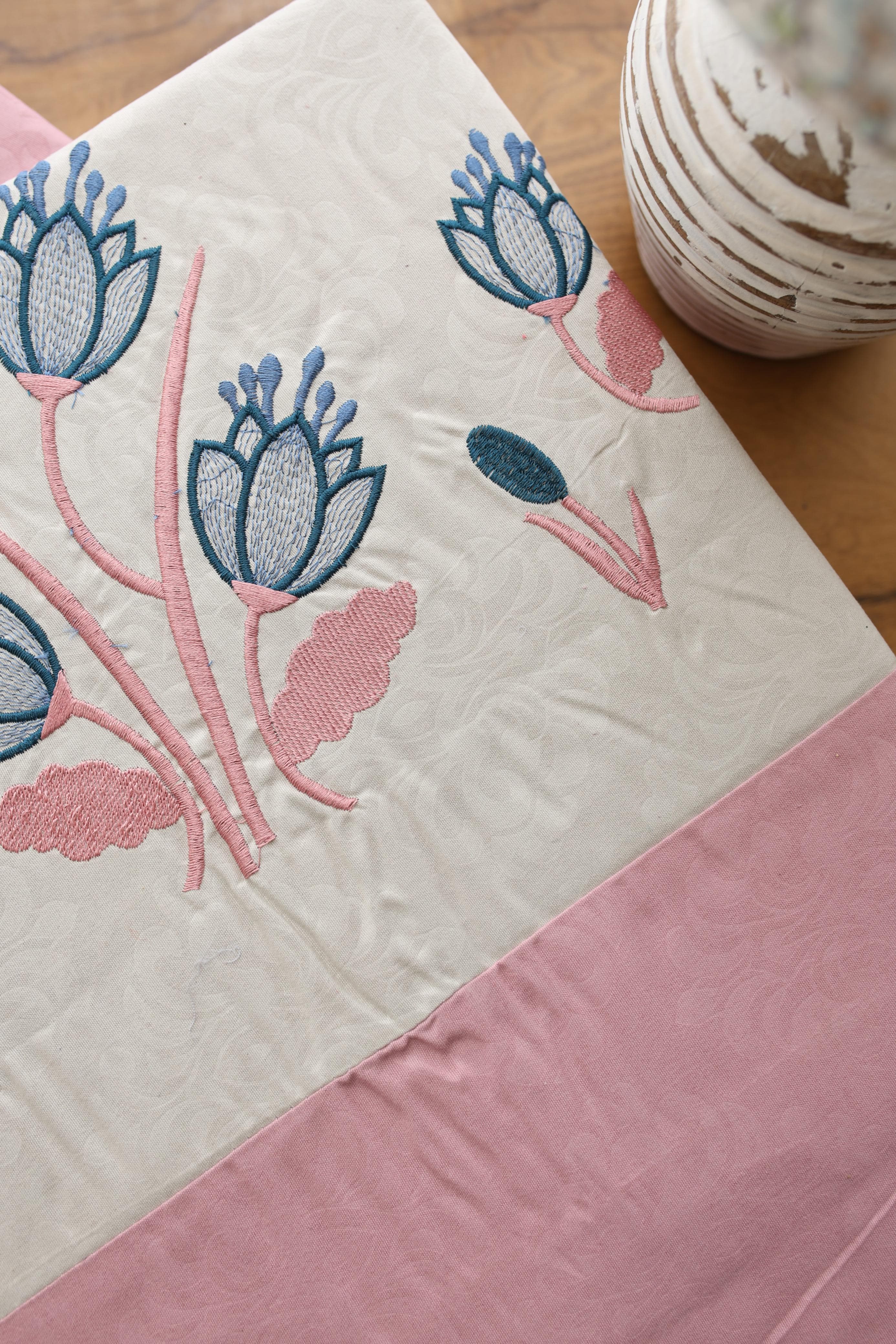 Elegant Floral Embroidery King Bedsheet Set Caspian