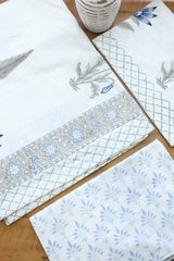 Bedsheets - King percale cotton handblock soft lily  bedsheets