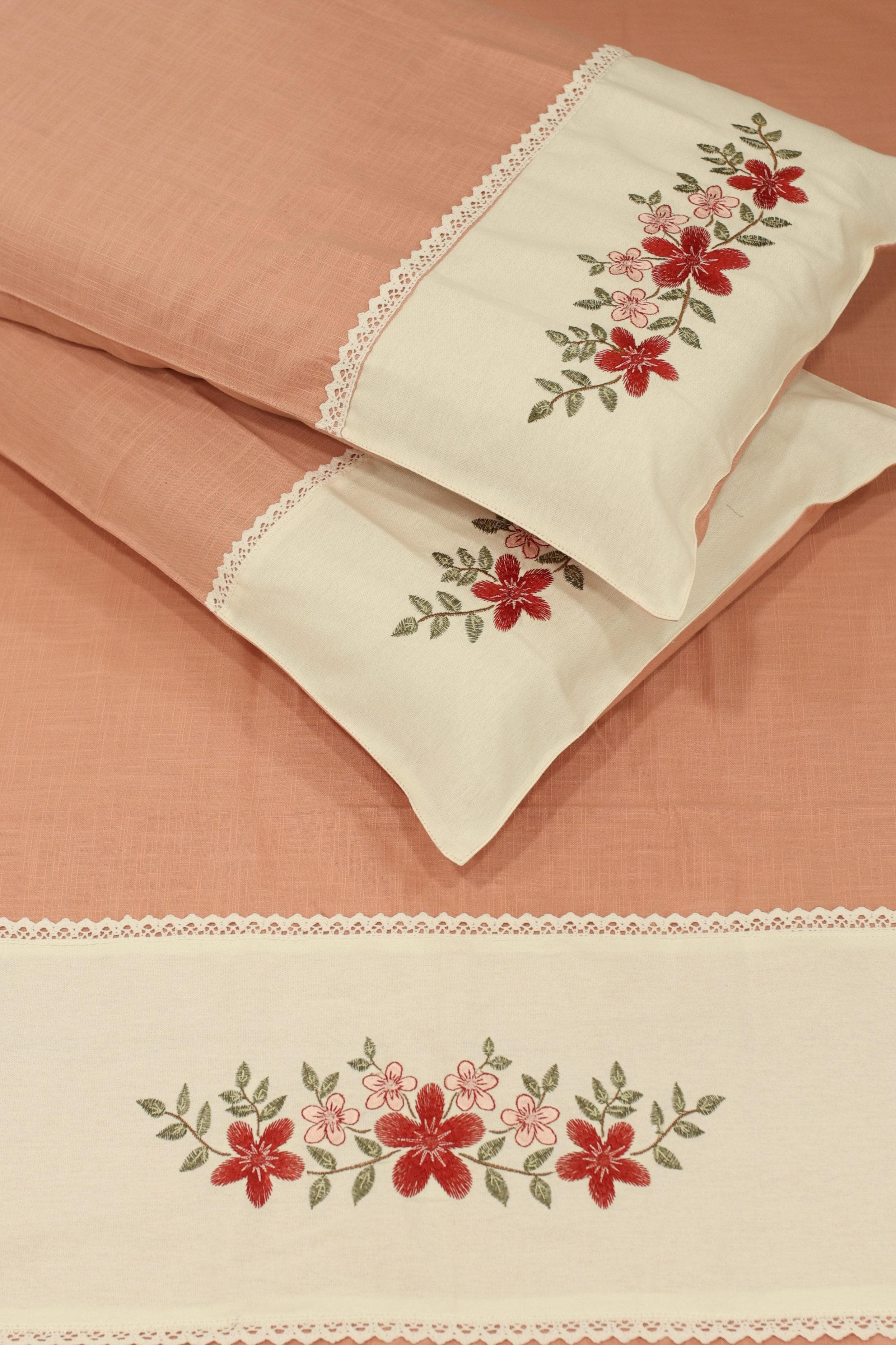 Bedsheets - King premium machine embroidery bedsheets lace bedsheets