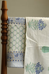 Towels - Waffle Handblock print Towel Set