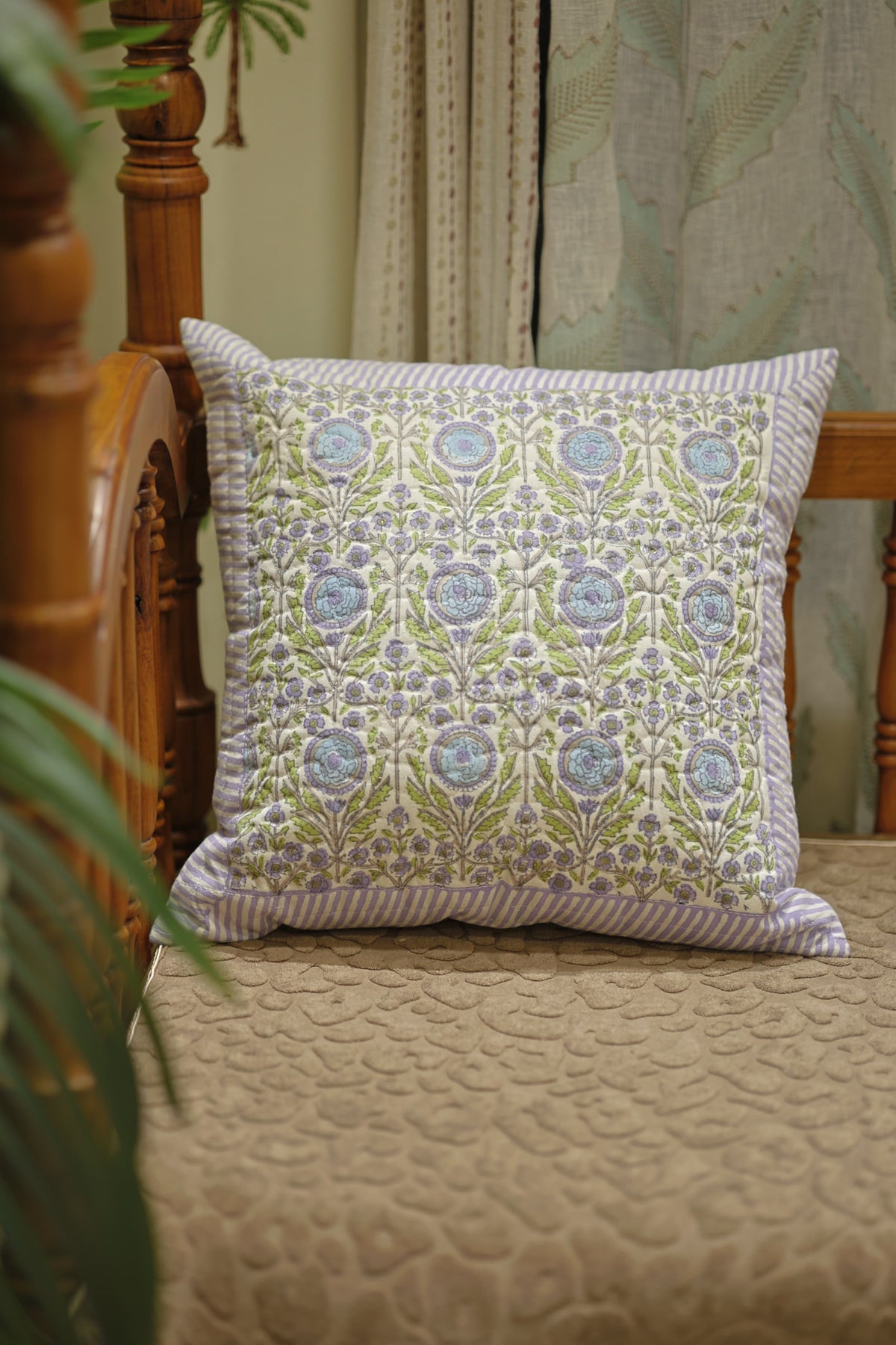 Cushion covers - quilted Handblock print