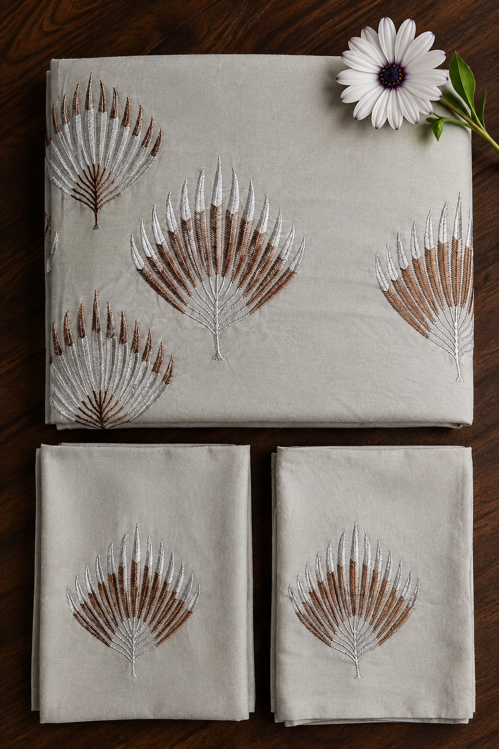 Bedsheets - Premium King Machine embroidery Soft cotton bedsheets(copper beige)