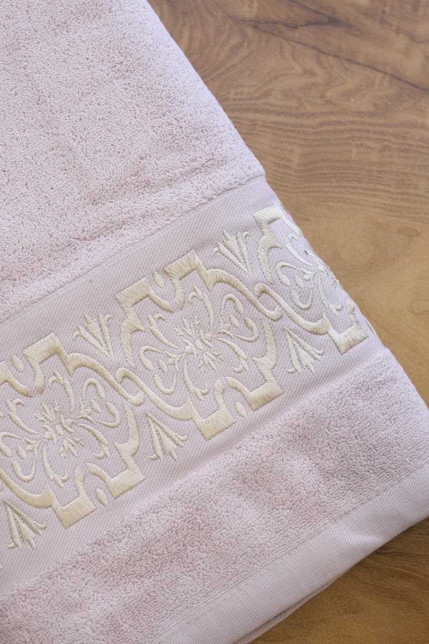 Premium Floral Embroidery  Bath Towel – Pastel stella