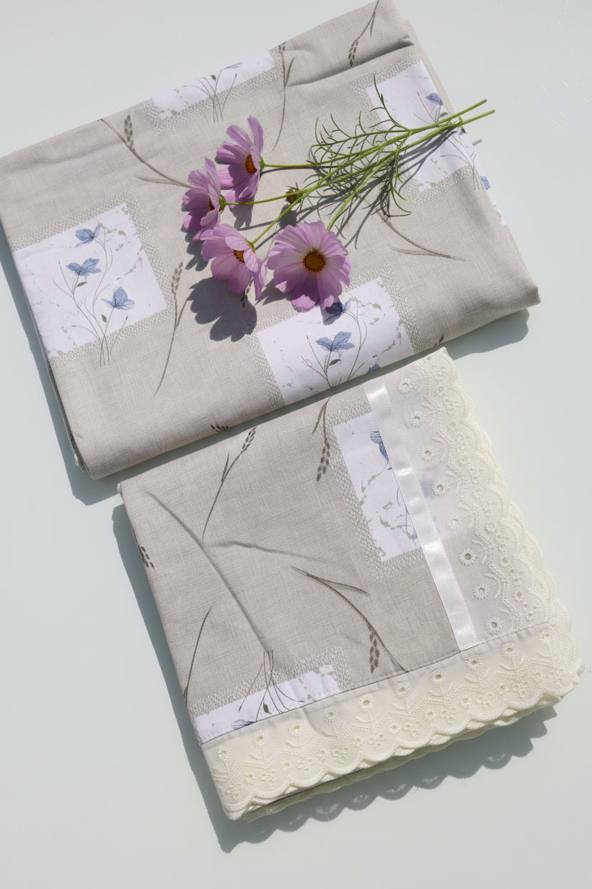 Bedsheets - Queen soft cotton lace bedsheets flora & lace