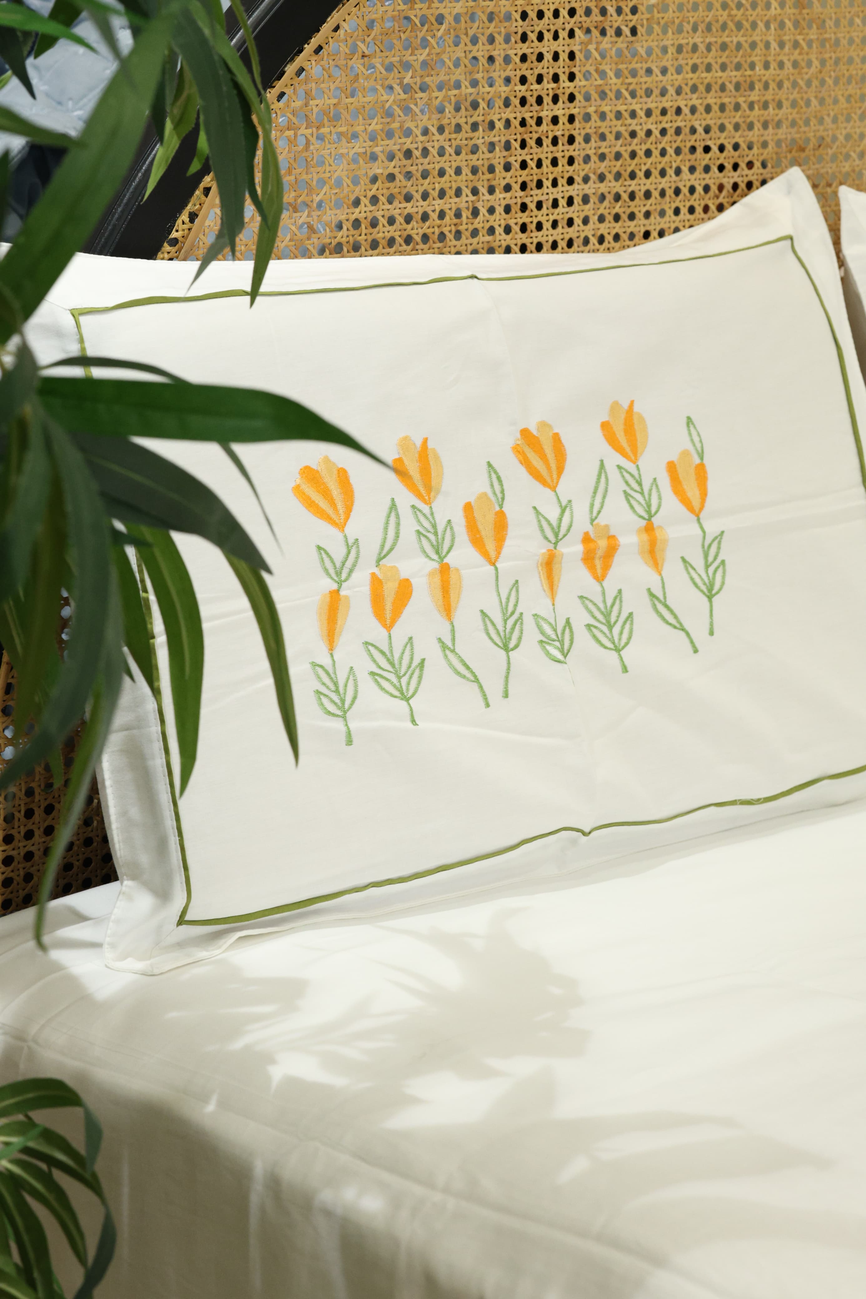 King Size Premium Machine Embroidery Bedsheet Set with 2 Pillow Covers (108x108")